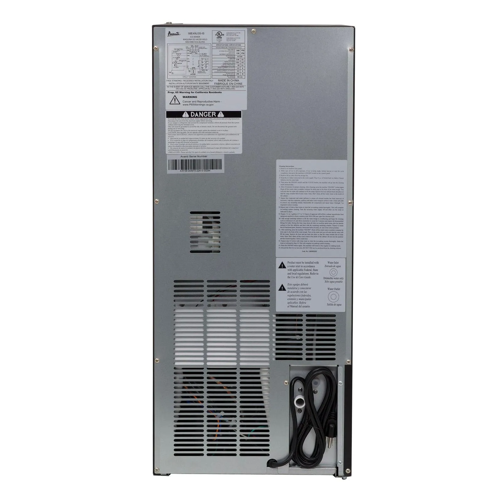 Avanti IME49U3SIS Avanti Elite Built-In Or Freestanding Ice Maker. 15 - Stainless Steel / 49 Lbs