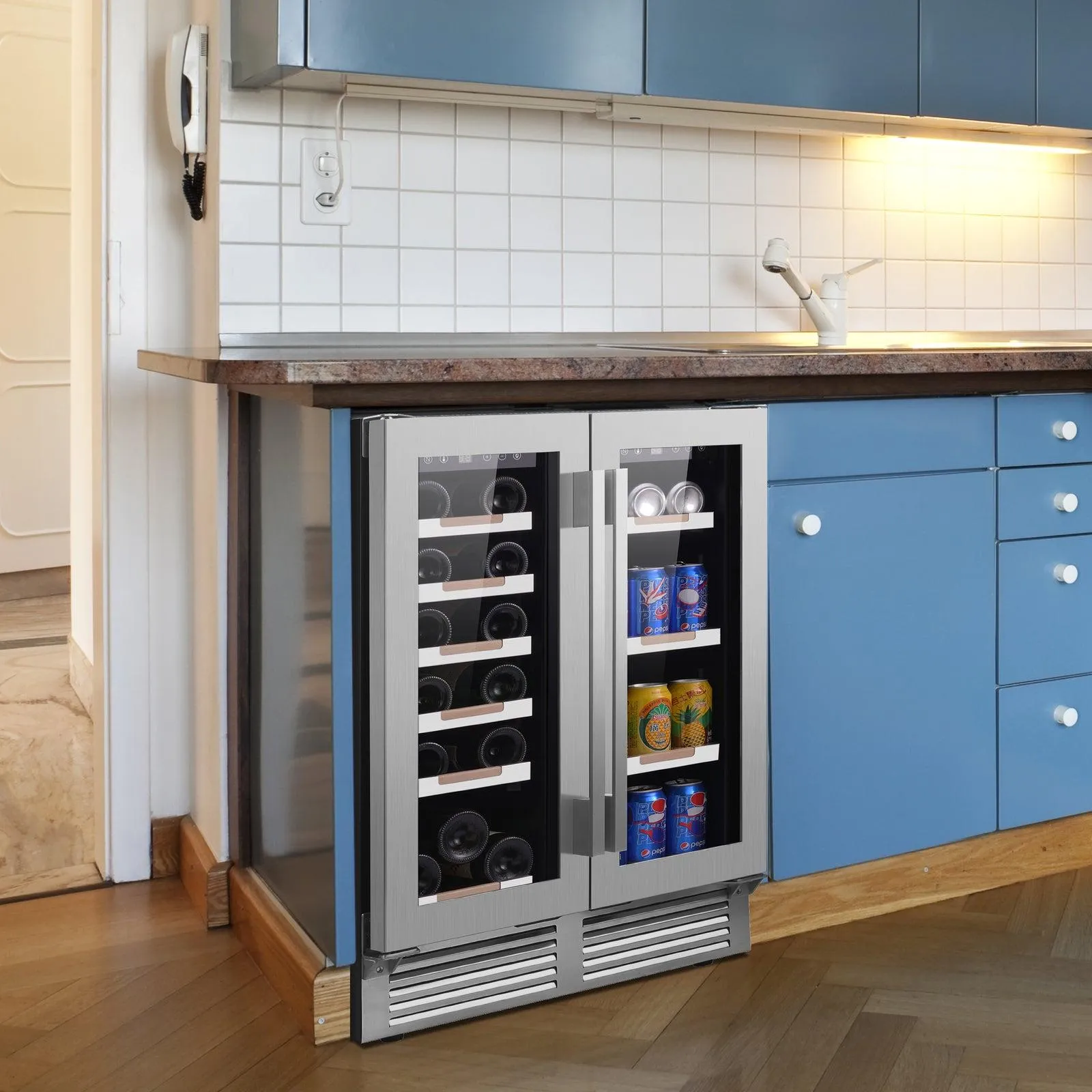 Avanti WBE1956Z3S Avanti Elite Side By Side Wine And Beverage Cooler - Stainless Steel / 19 Bottles / 56 12 Oz. Cans