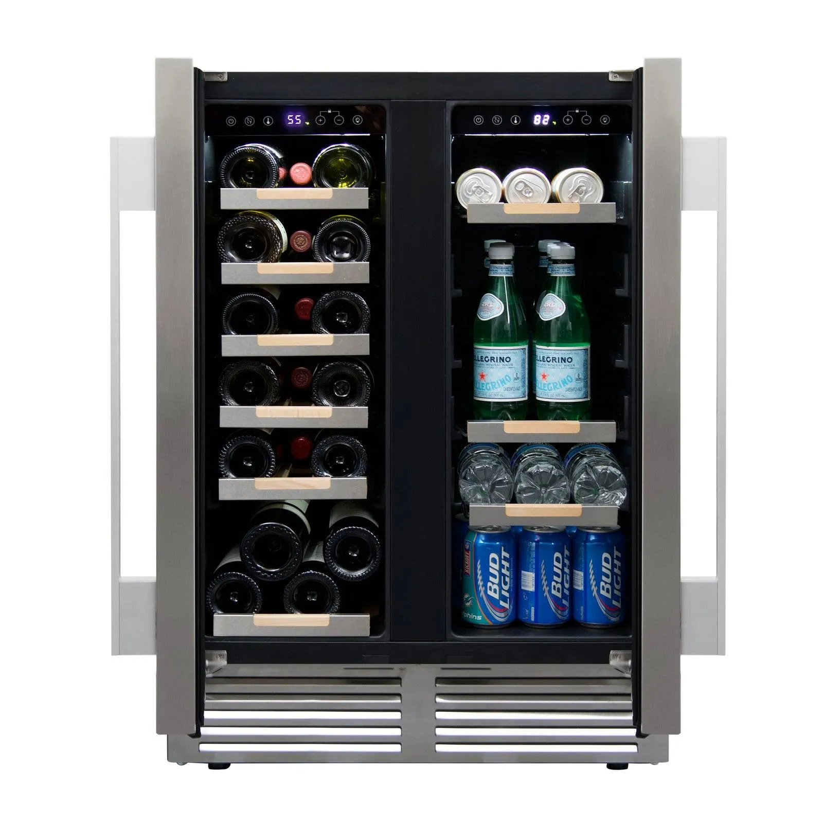 Avanti WBE1956Z3S Avanti Elite Side By Side Wine And Beverage Cooler - Stainless Steel / 19 Bottles / 56 12 Oz. Cans