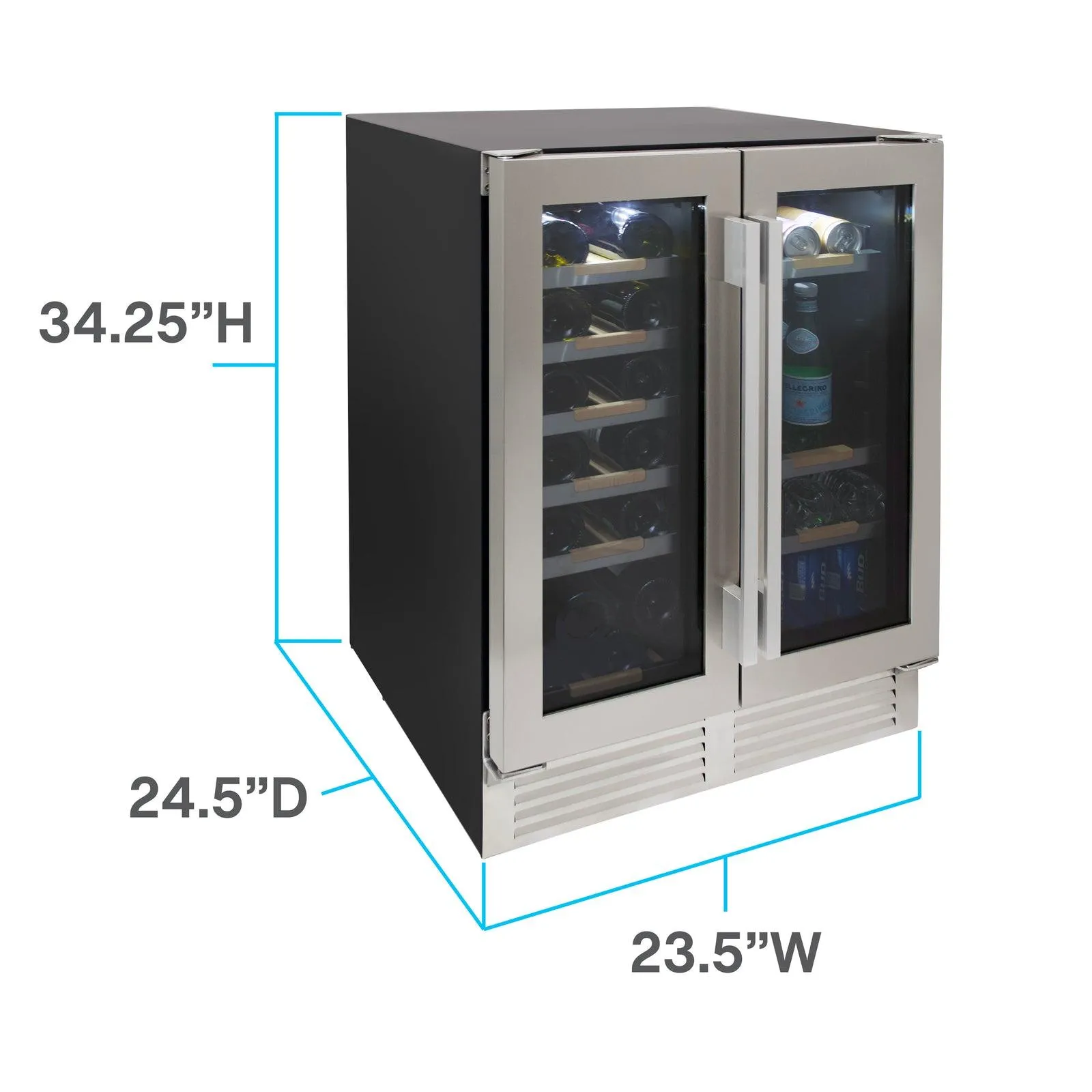 Avanti WBE1956Z3S Avanti Elite Side By Side Wine And Beverage Cooler - Stainless Steel / 19 Bottles / 56 12 Oz. Cans