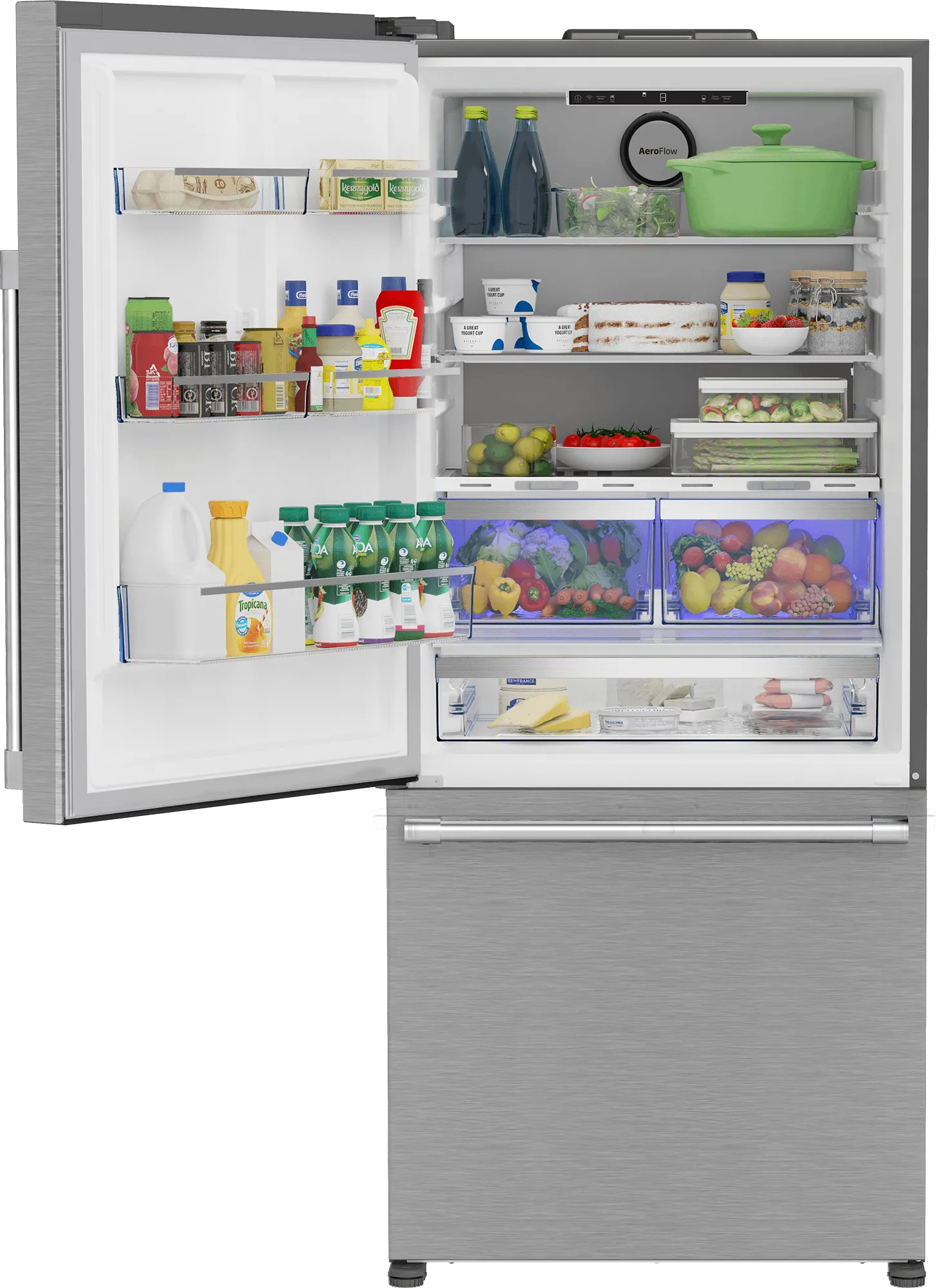 Beko BFBD30216SSL 30 Bottom Freezer Refrigerator With Harvestfresh