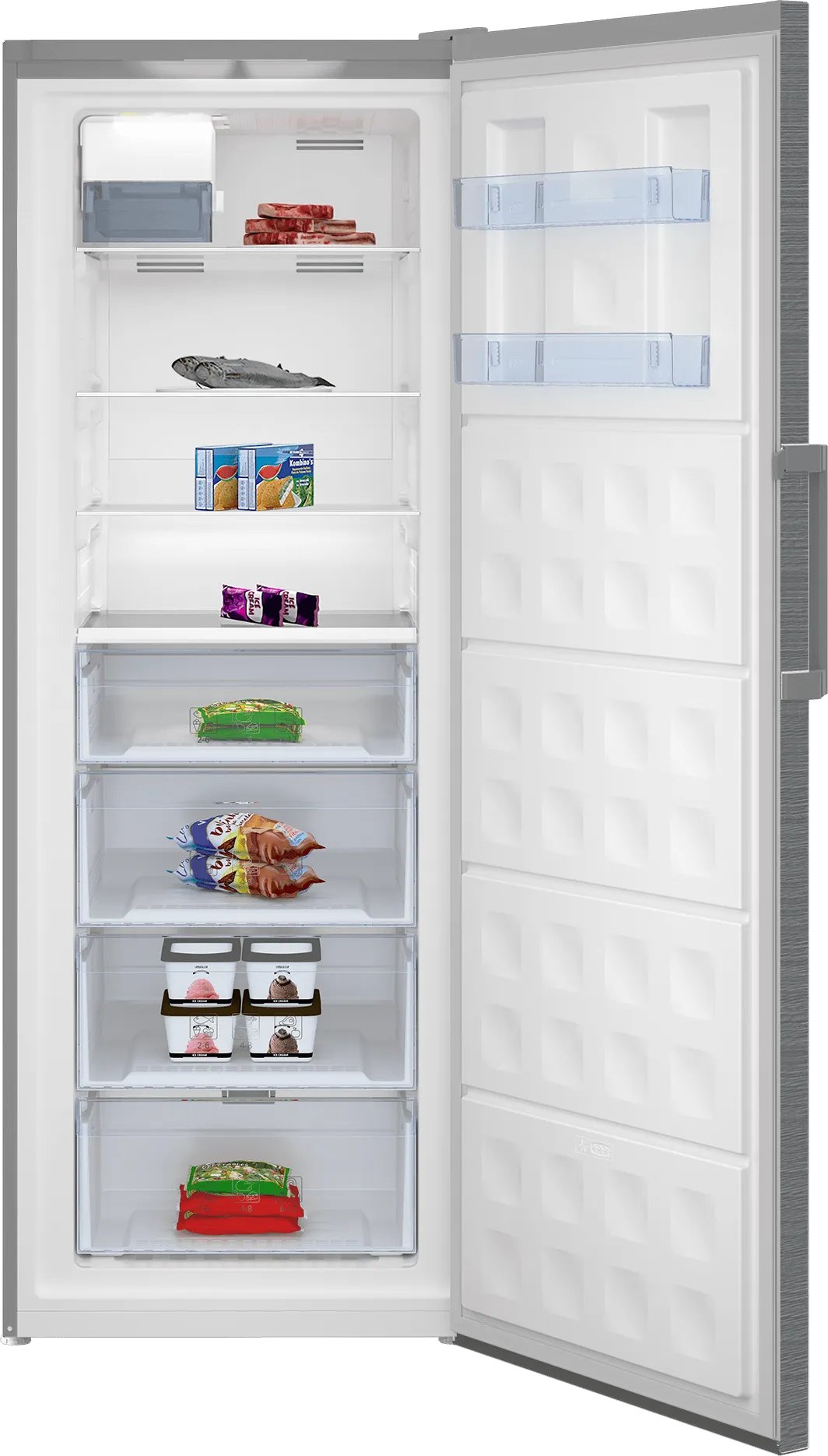 Beko BUFR2715SSIM 28 Manhattan Stainless Steel Upright Freezer With Auto Ice Maker