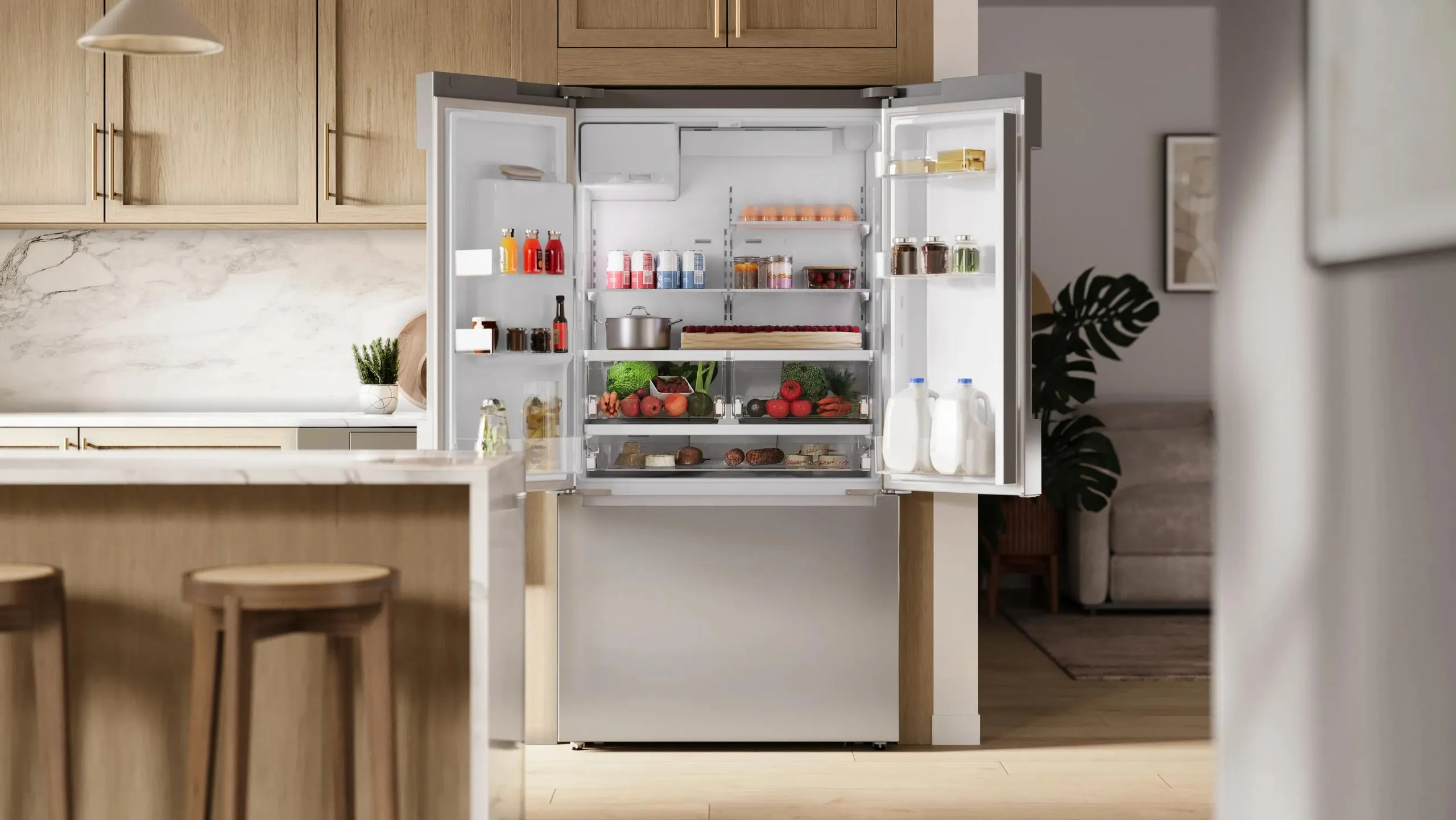 Bosch B36CD10ENS 100 Series French Door Bottom Mount Refrigerator 36 Stainless Steel (With Anti-Fingerprint). Total No Frost