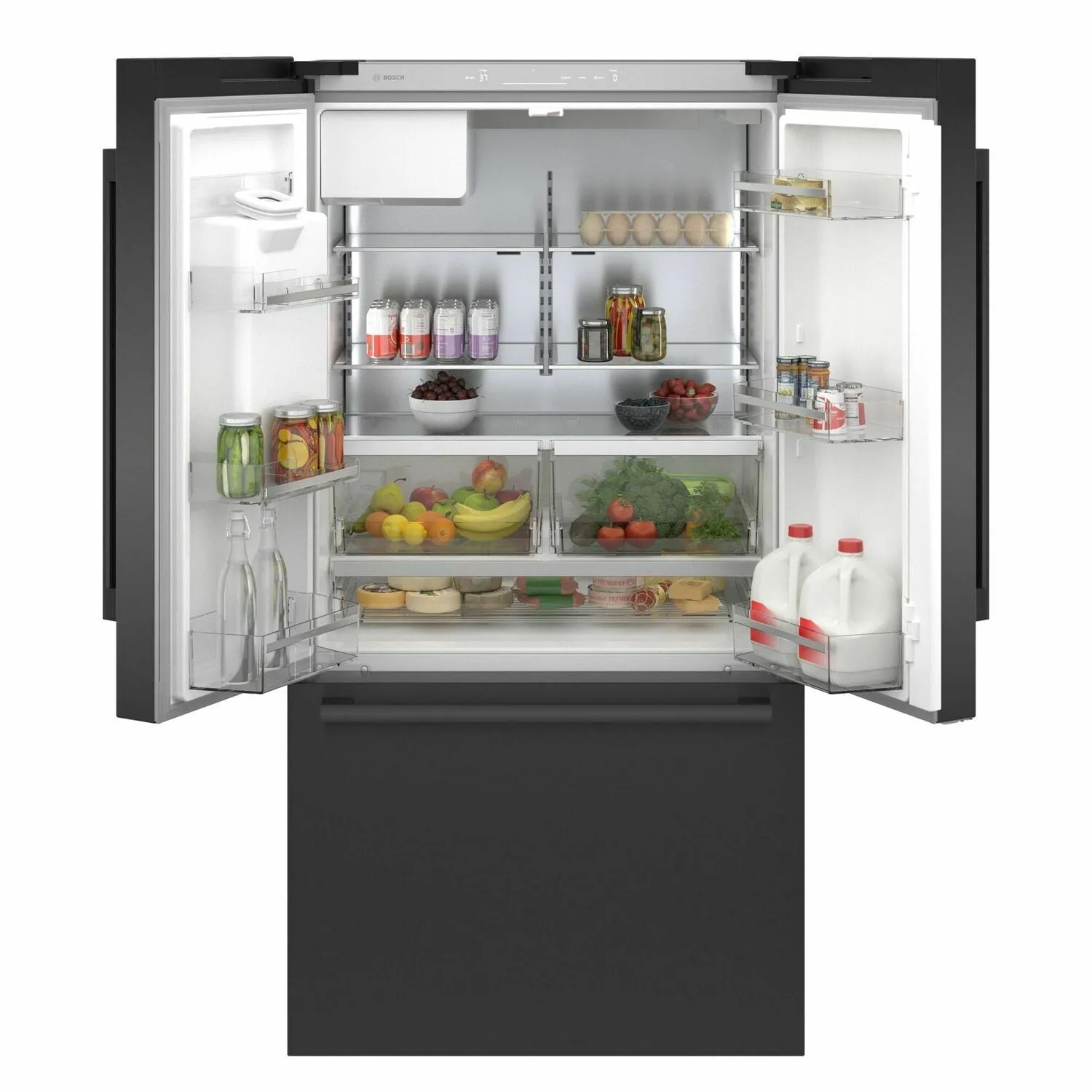 Bosch B36CD50SNB 500 Series French Door Bottom Mount Refrigerator 36'' Black Stainless Steel B36Cd50Snb