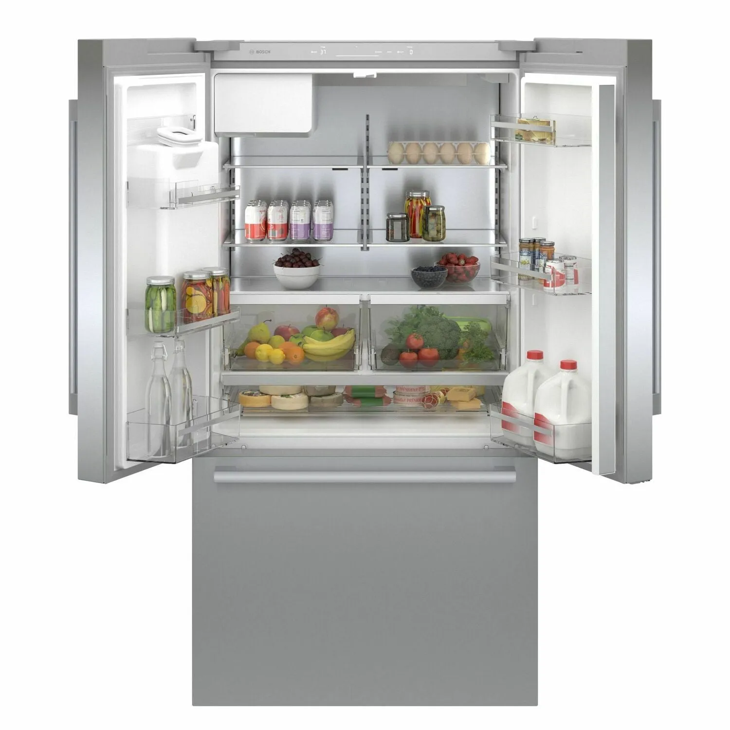 Bosch B36CD50SNS 500 Series French Door Bottom Mount Refrigerator 36'' Easy Clean Stainless Steel B36Cd50Sns
