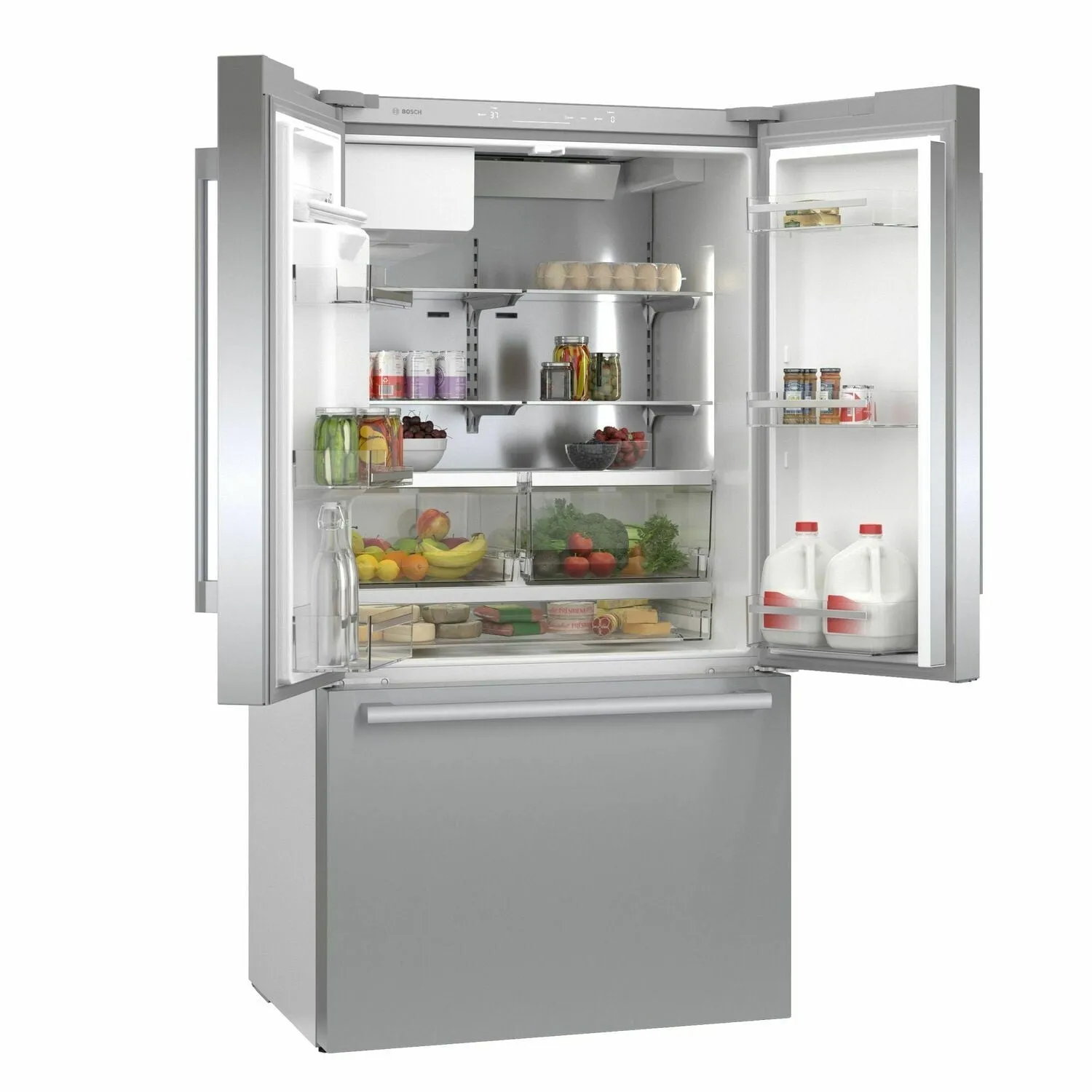 Bosch B36CD50SNS 500 Series French Door Bottom Mount Refrigerator 36'' Easy Clean Stainless Steel B36Cd50Sns