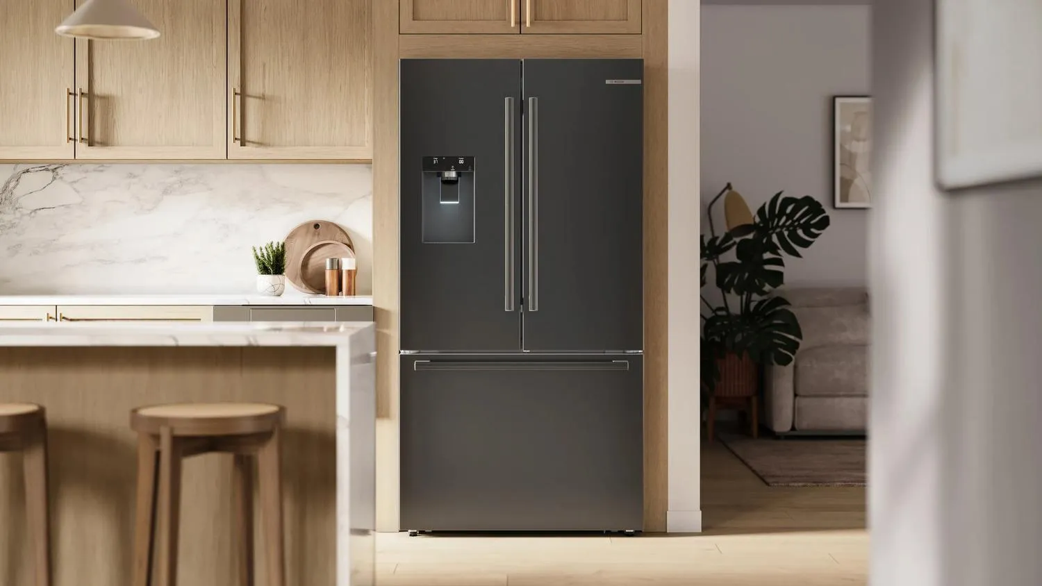 Bosch B36CD52SNB 500 Series French Door Bottom Mount Refrigerator 36 Black Stainless Steel. Total No Frost