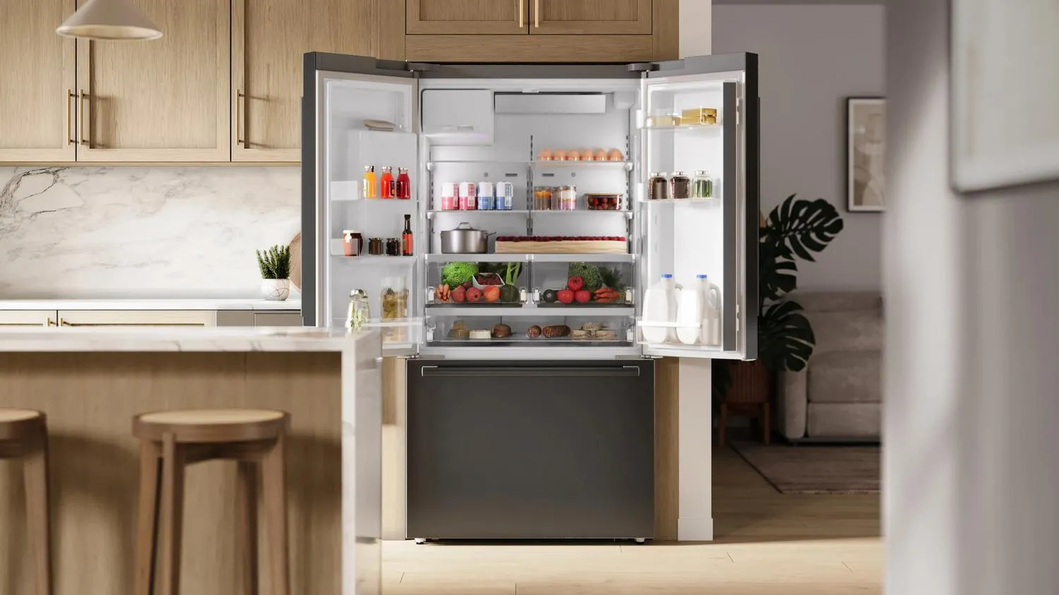 Bosch B36CD52SNB 500 Series French Door Bottom Mount Refrigerator 36 Black Stainless Steel. Total No Frost