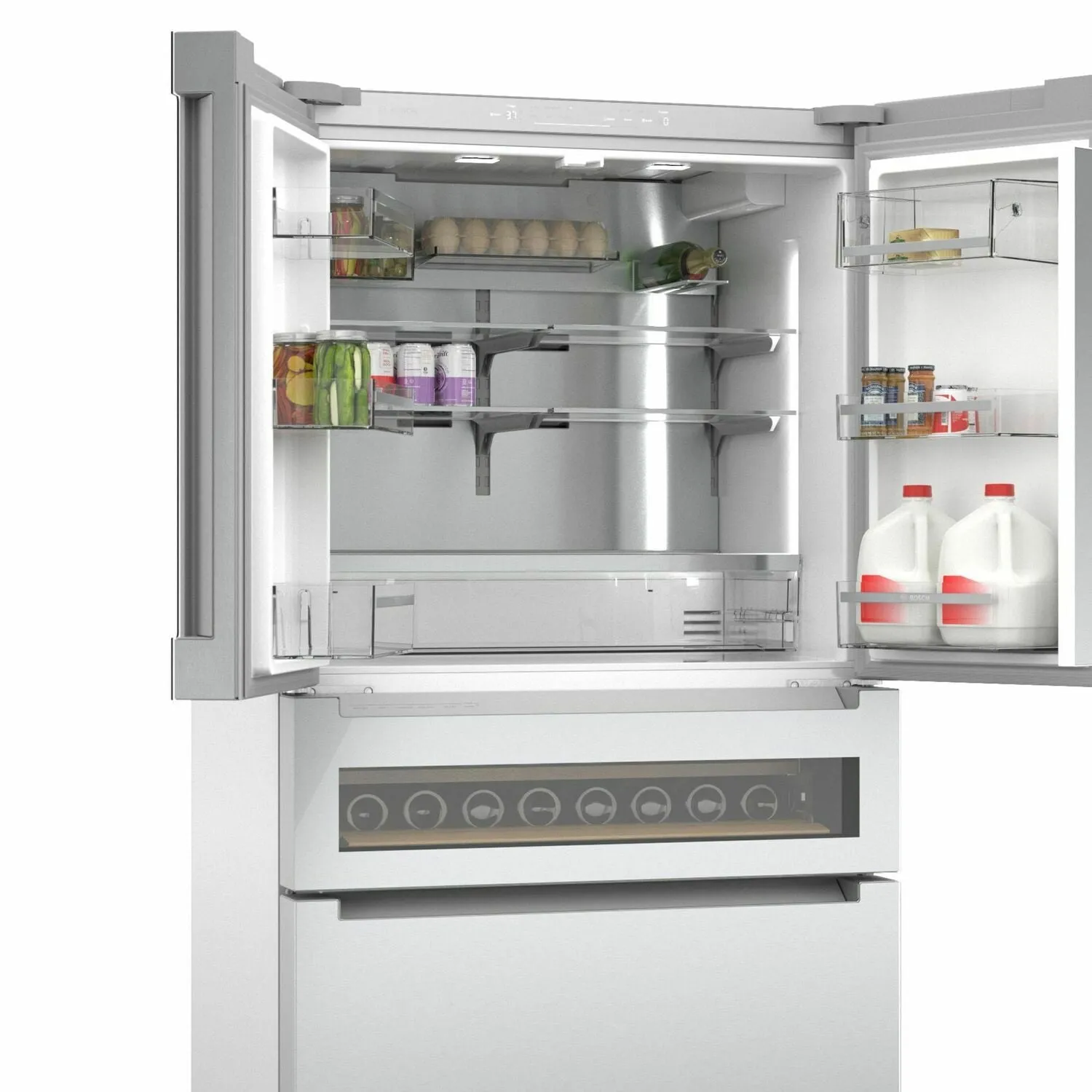 Bosch B36CL81ENG 800 Series French Door Bottom Mount Refrigerator 36'' Easy Clean Stainless Steel B36Cl81Eng