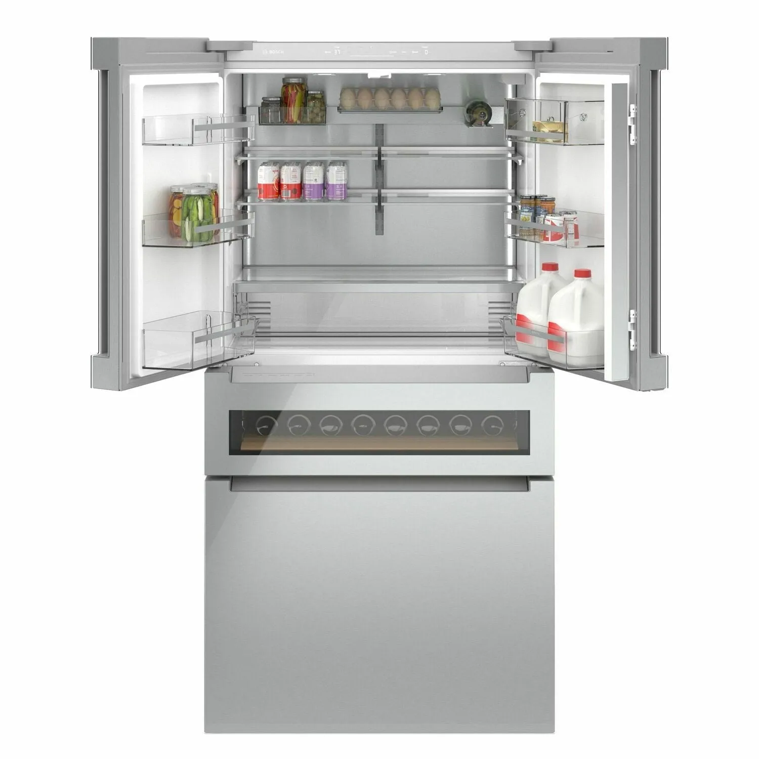 Bosch B36CL81ENG 800 Series French Door Bottom Mount Refrigerator 36'' Easy Clean Stainless Steel B36Cl81Eng