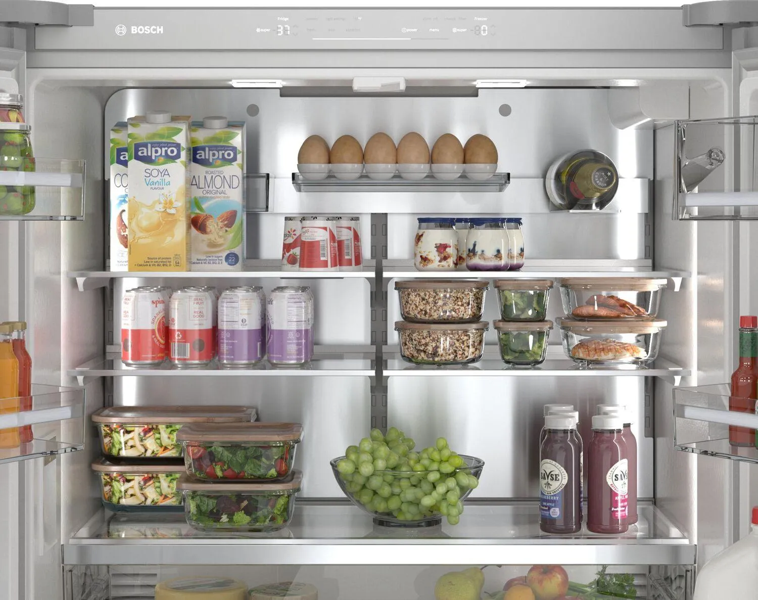 Bosch B36CL81ENW 800 Series French Door Bottom Mount Refrigerator. Glass Door 36 White