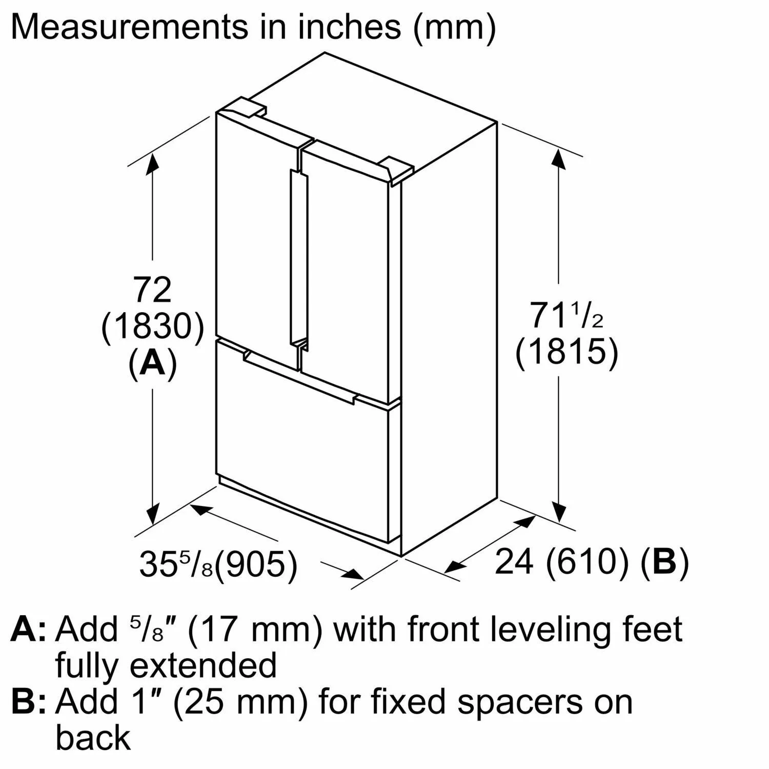 Bosch B36CT81ENS 800 Series French Door Bottom Mount Refrigerator 36 Easy Clean Stainless Steel