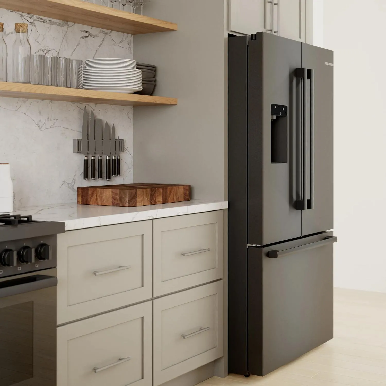 Bosch B36FD52SNB 500 Series French Door Bottom Mount Refrigerator 36 Black Stainless Steel