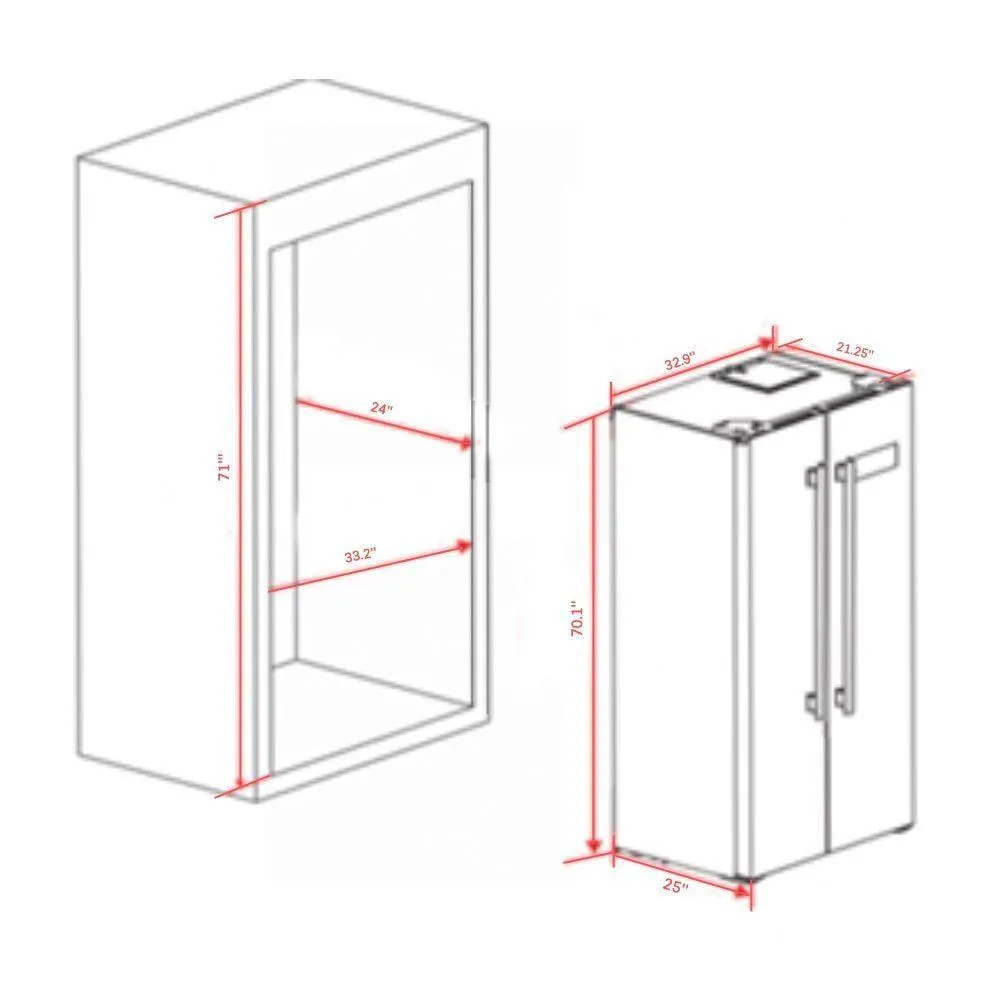 Forno FFRBI180533SB Forno Salerno 33 Side-By-Side 15.6 Cu.Ft. Stainless Steel Refrigerator