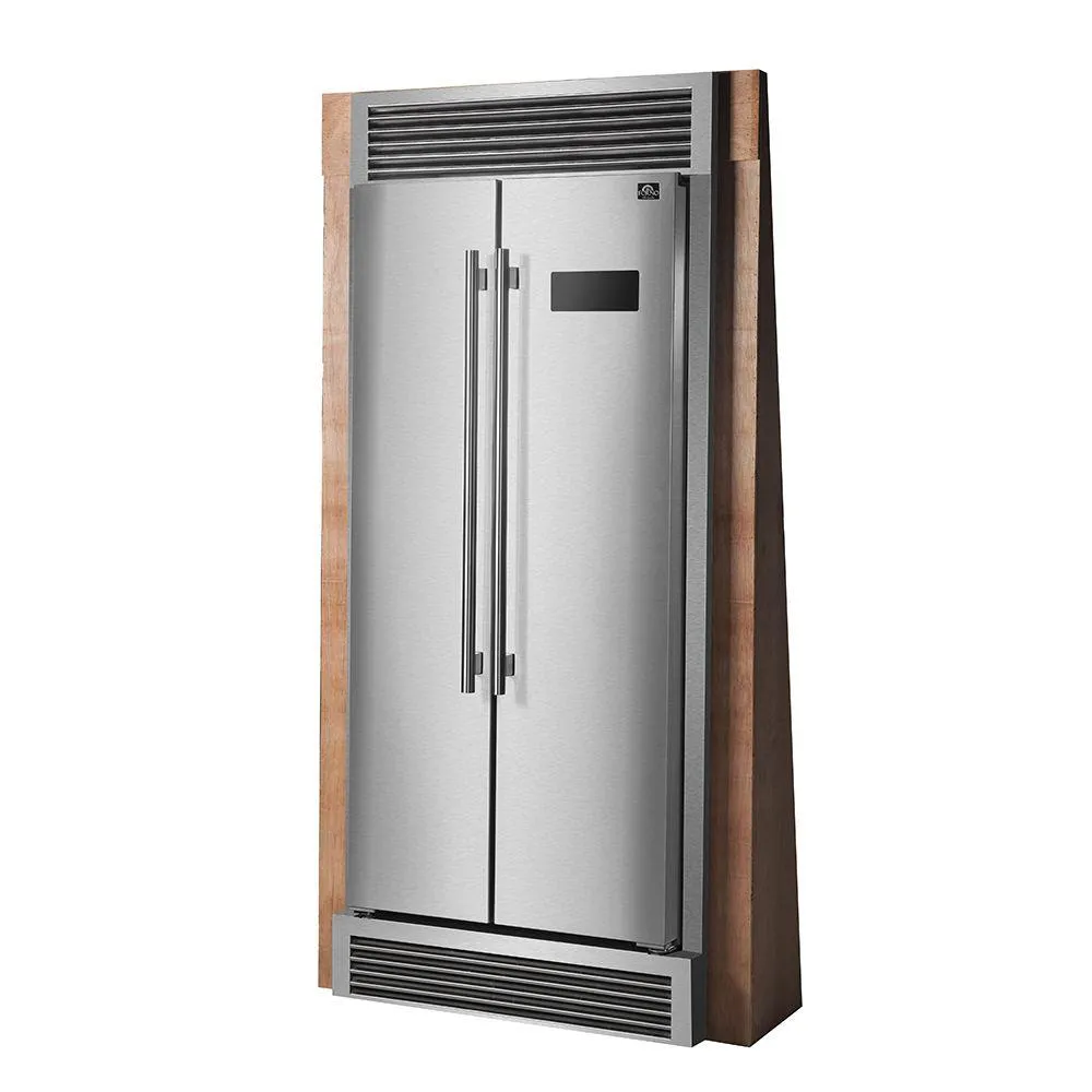Forno FFRBI180537SG Forno Salerno 33 Side-By-Side 15.6 Cu.Ft. Stainless Steel Refrigerator With Grill Trim