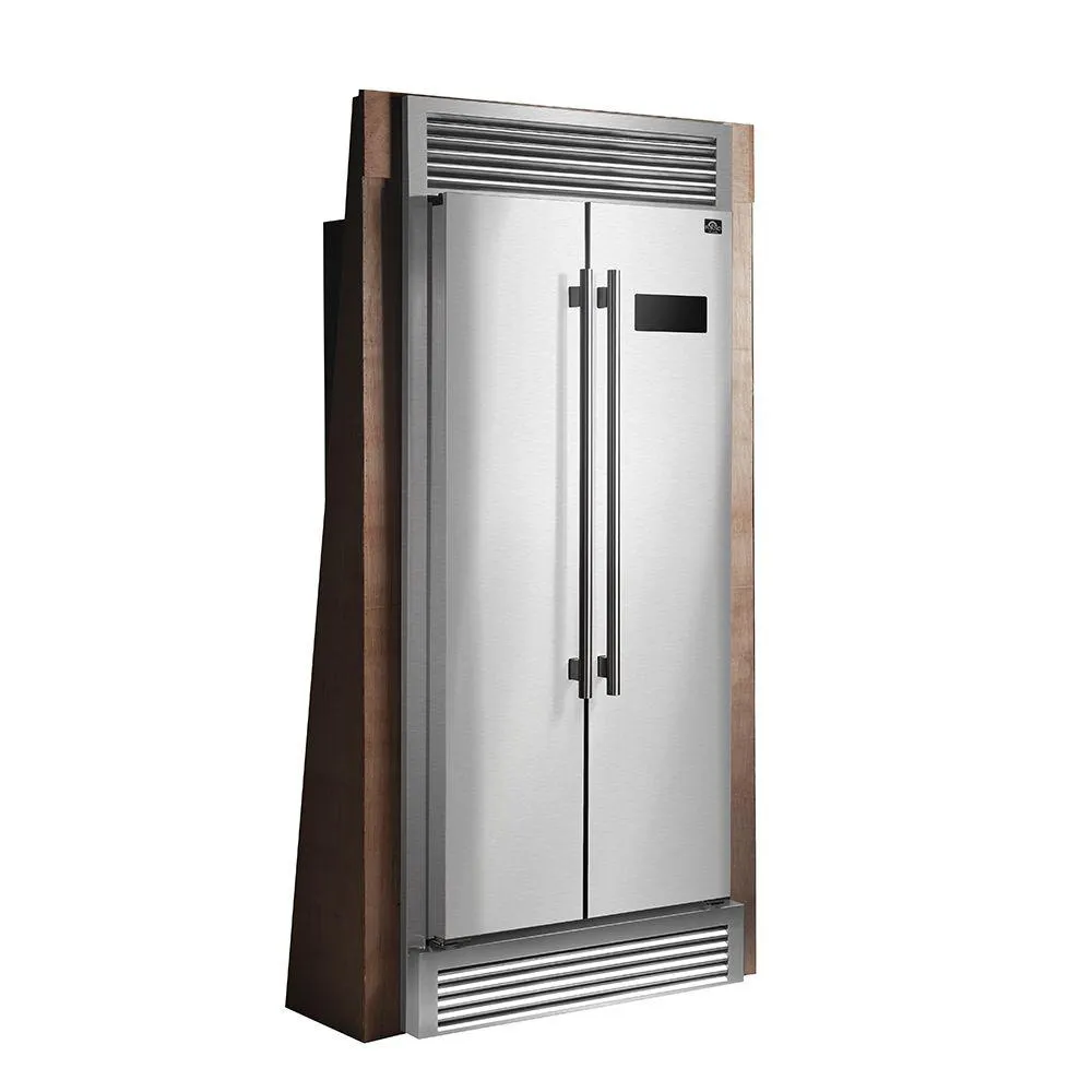 Forno FFRBI180537SG Forno Salerno 33 Side-By-Side 15.6 Cu.Ft. Stainless Steel Refrigerator With Grill Trim