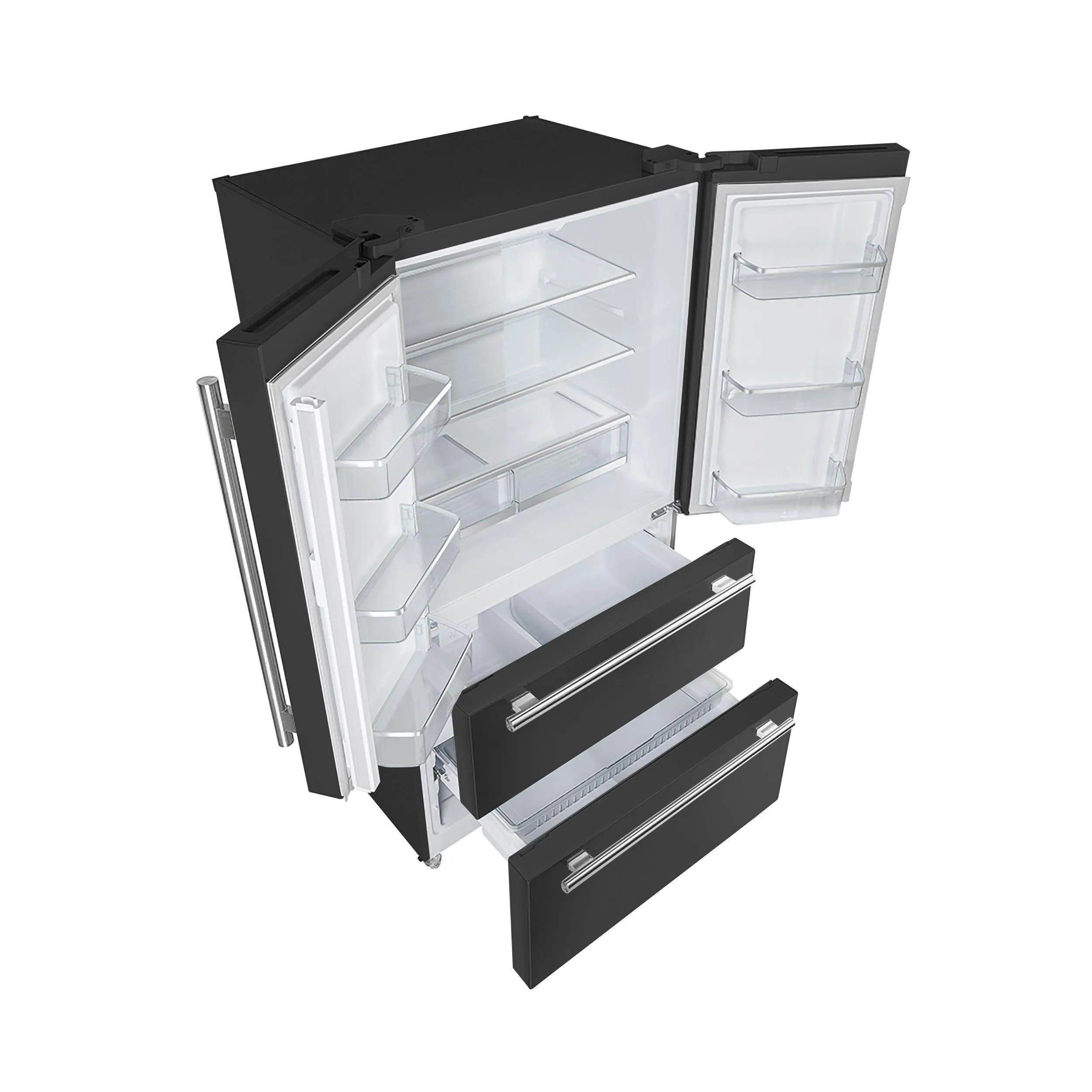 Forno FFRBI182036BLK Espresso Moena 36-Inch French Door Refrigerator In Black. 19.2 Cu.Ft
