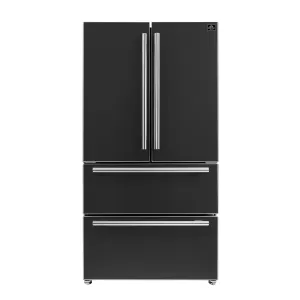Forno FFRBI182036BLK Espresso Moena 36-Inch French Door Refrigerator In Black. 19.2 Cu.Ft