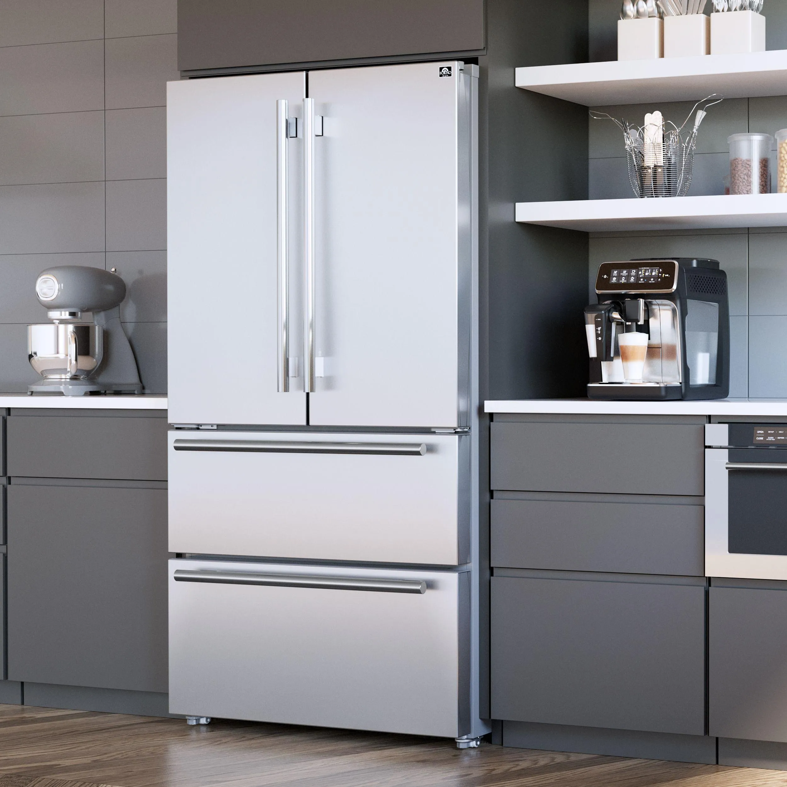 Forno FFRBI182036SB Forno Moena 36 French Door 19.2 Cu.Ft. Stainless Steel Refrigerator