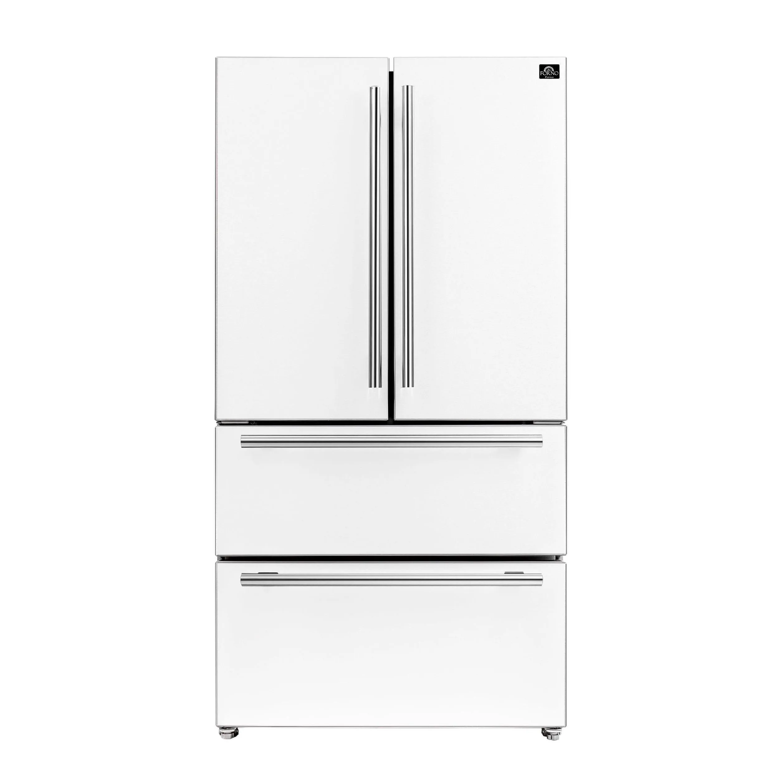 Forno FFRBI182036WHT Espresso Moena 36-Inch French Door Refrigerator In White. 19.2 Cu.Ft