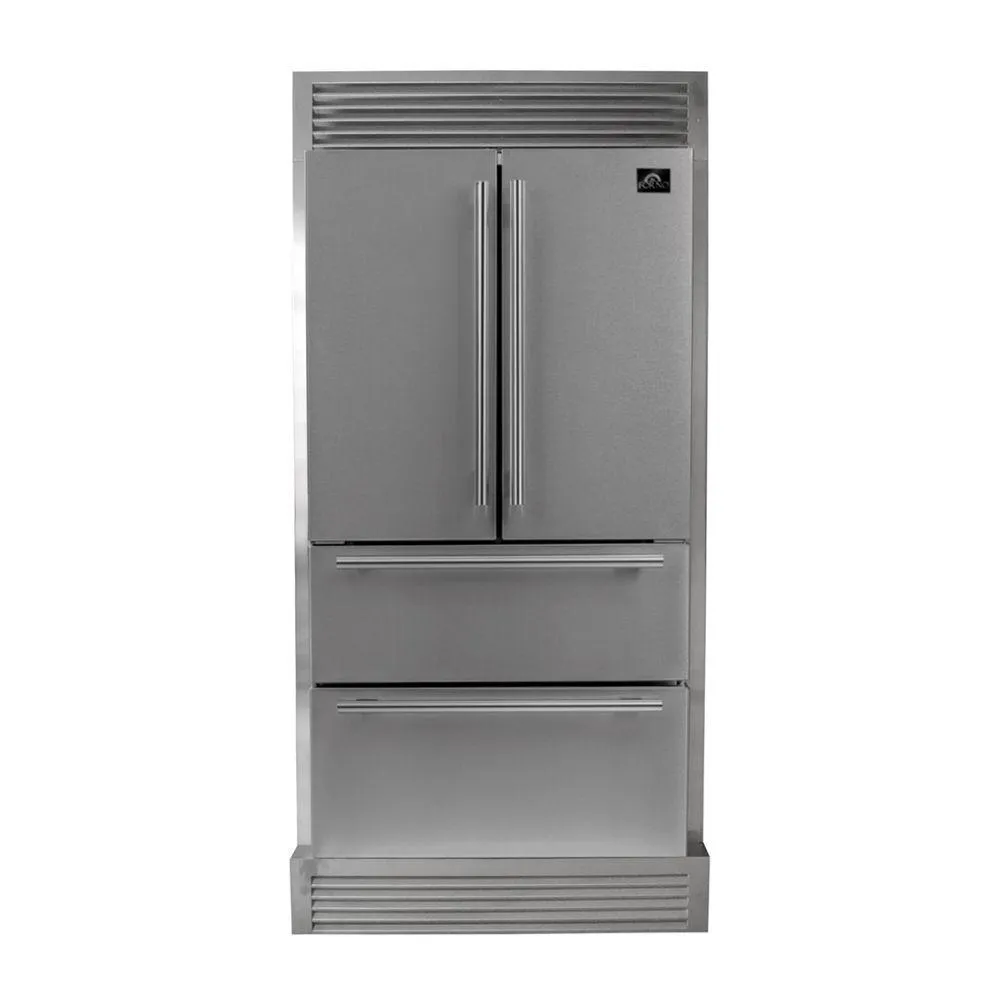 Forno FFRBI182040SG Forno Moena 36 French Door 19.2 Cu.Ft. Stainless Steel Refrigerator With Grill Trim
