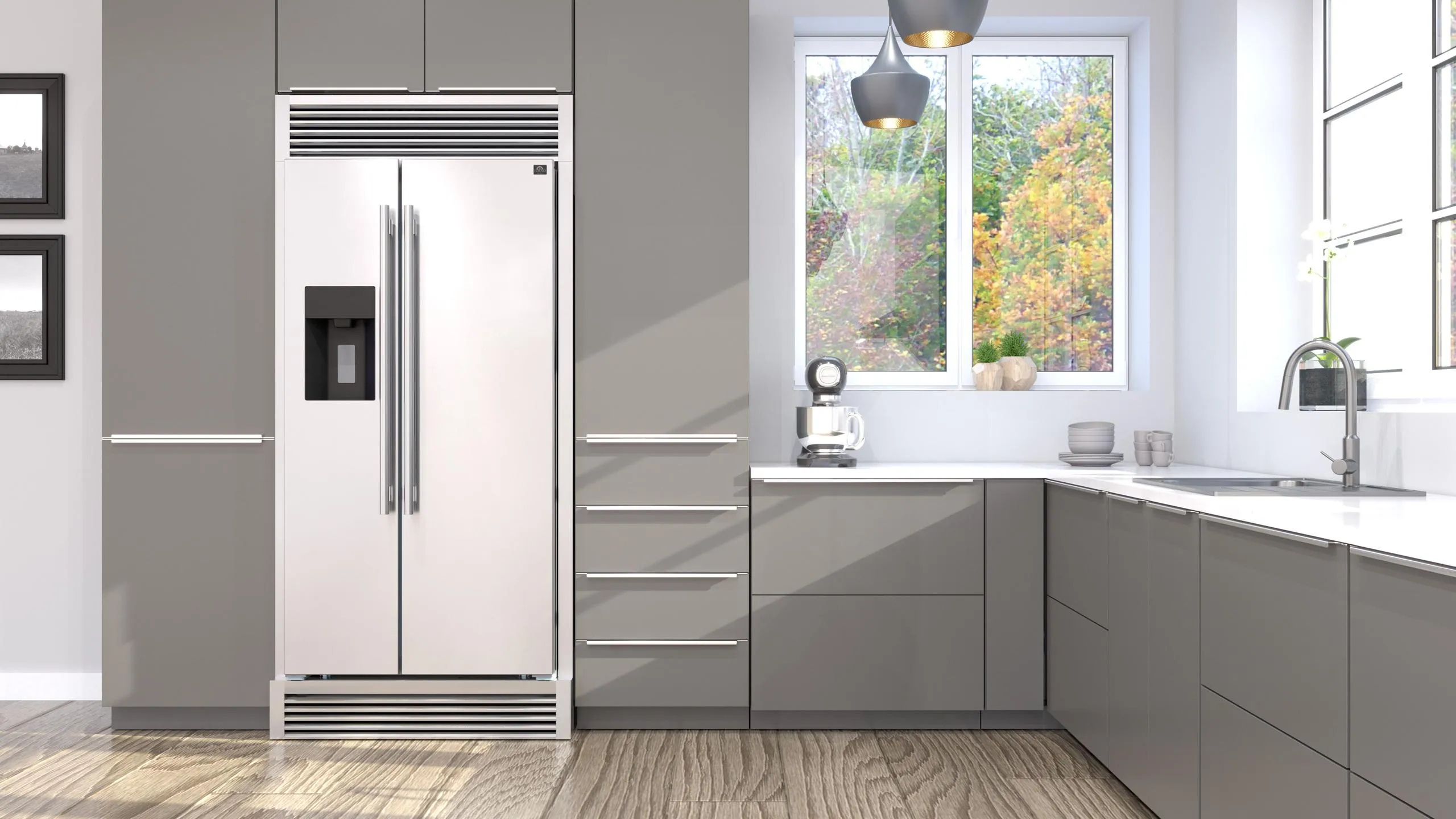 Forno FFRBI184436SB Salerno 36 Side By Side 20 Cu.Ft Stainless Steel Refrigerator With Ice Maker