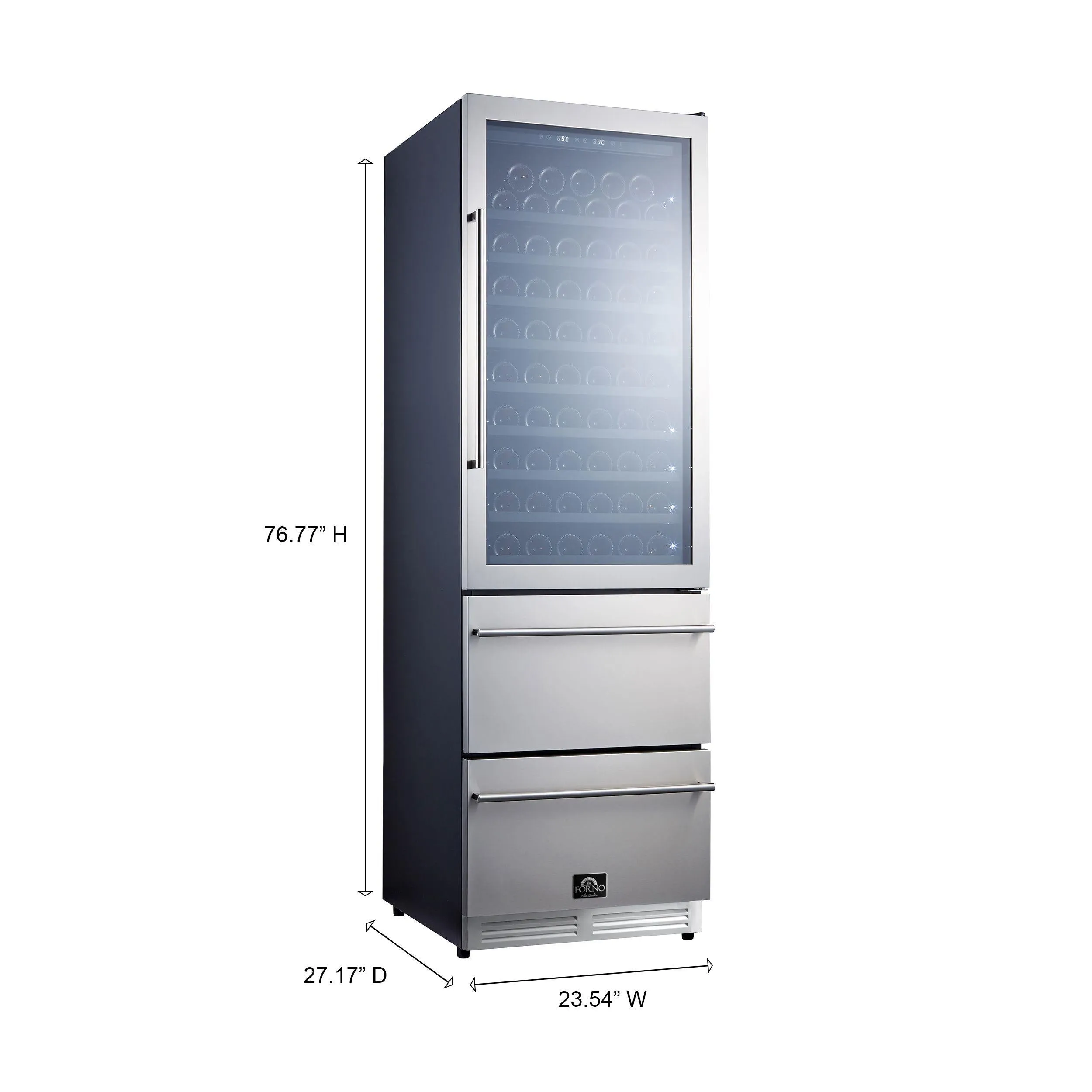 Forno FWCDR662824S Azienda - Dual Temperature Zone 24'' Wine Cooler -108 Bottles With Two Refrigerated Drawers