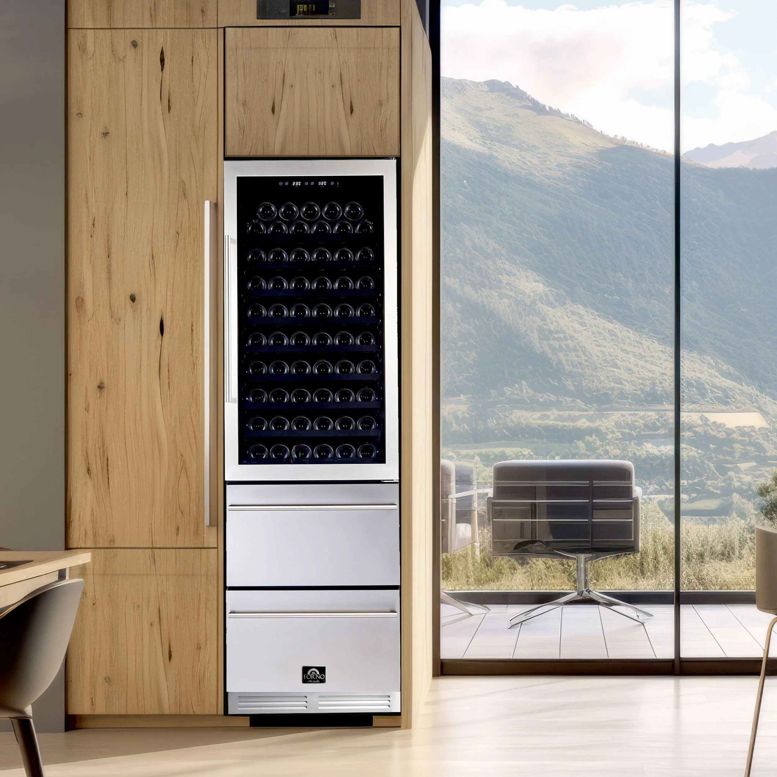 Forno FWCDR662824S Azienda - Dual Temperature Zone 24'' Wine Cooler -108 Bottles With Two Refrigerated Drawers