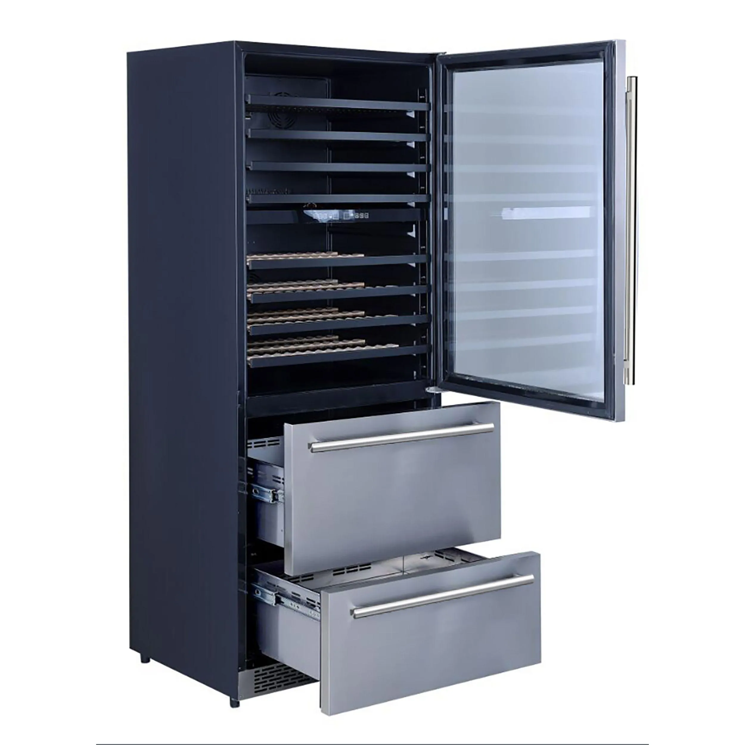 Forno FWCDR666130S Capraia - Triple Temp Zones - Dual Zone 30 Wine Cooler With Two Refrigerator Drawers
