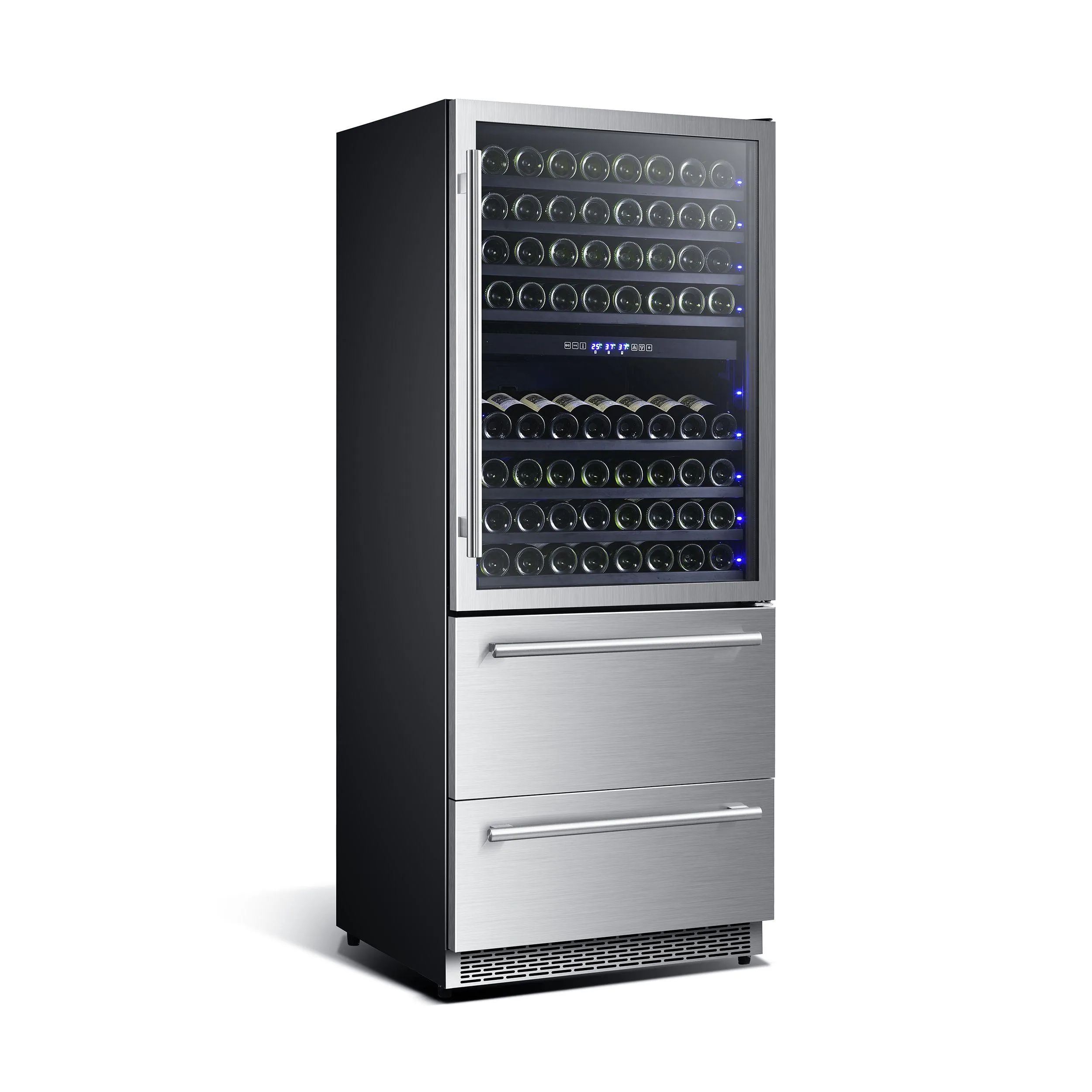 Forno FWCDR666130S Capraia - Triple Temp Zones - Dual Zone 30 Wine Cooler With Two Refrigerator Drawers