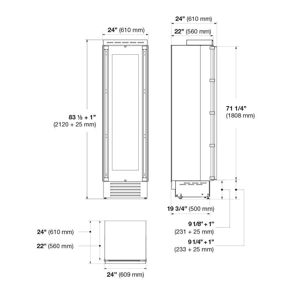 Fulgor Milano F7IWC24O1R 24 Built-In Wine Cellar Column
