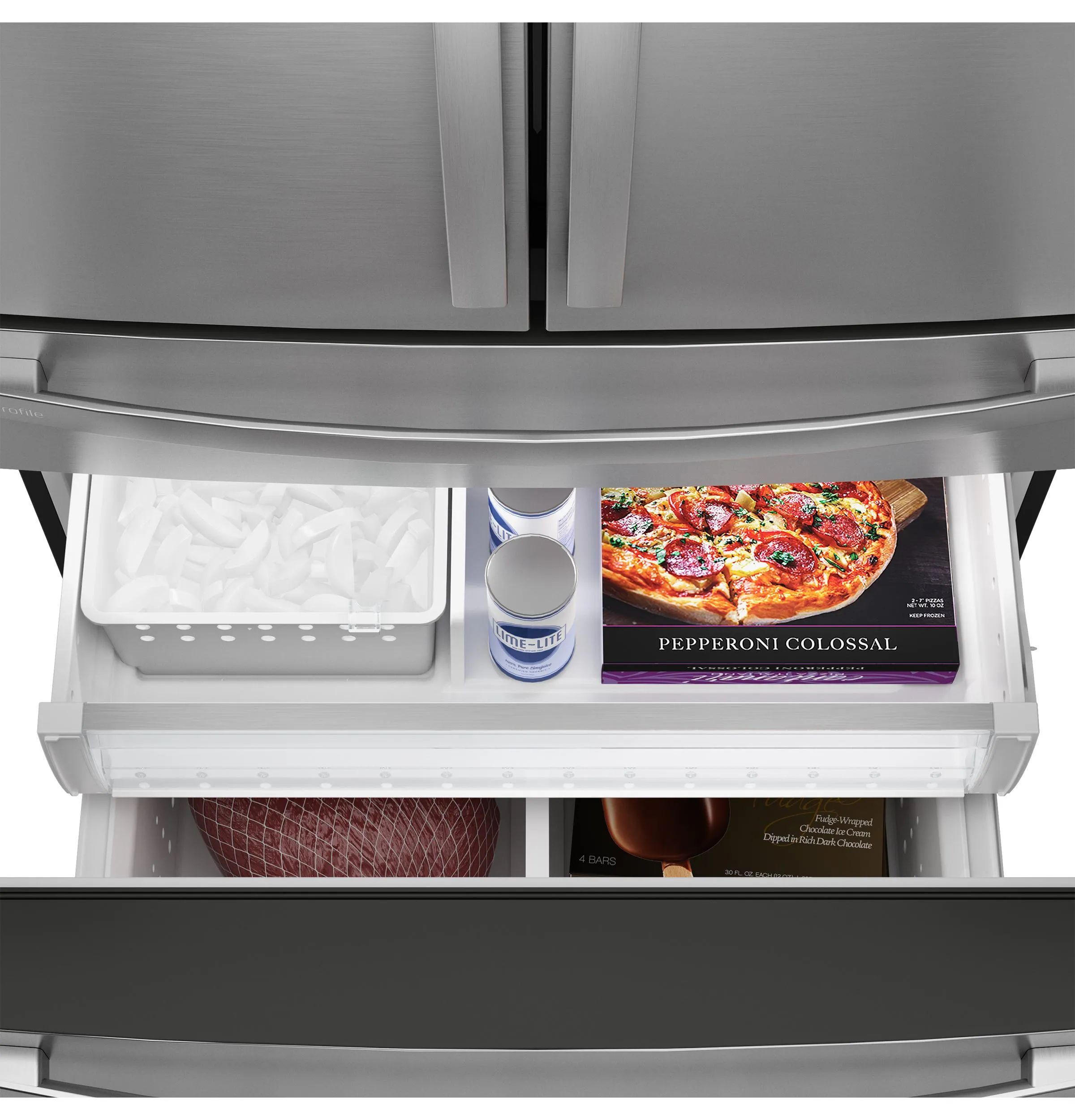 Ge Appliances PGE29BYTFS Ge Profile&#8482; Series Energy Star 28.7 Cu. Ft. Smart Fingerprint Resistant 4-Door French-Door Refrigerator With Dual-Dispense Autofill Pitcher