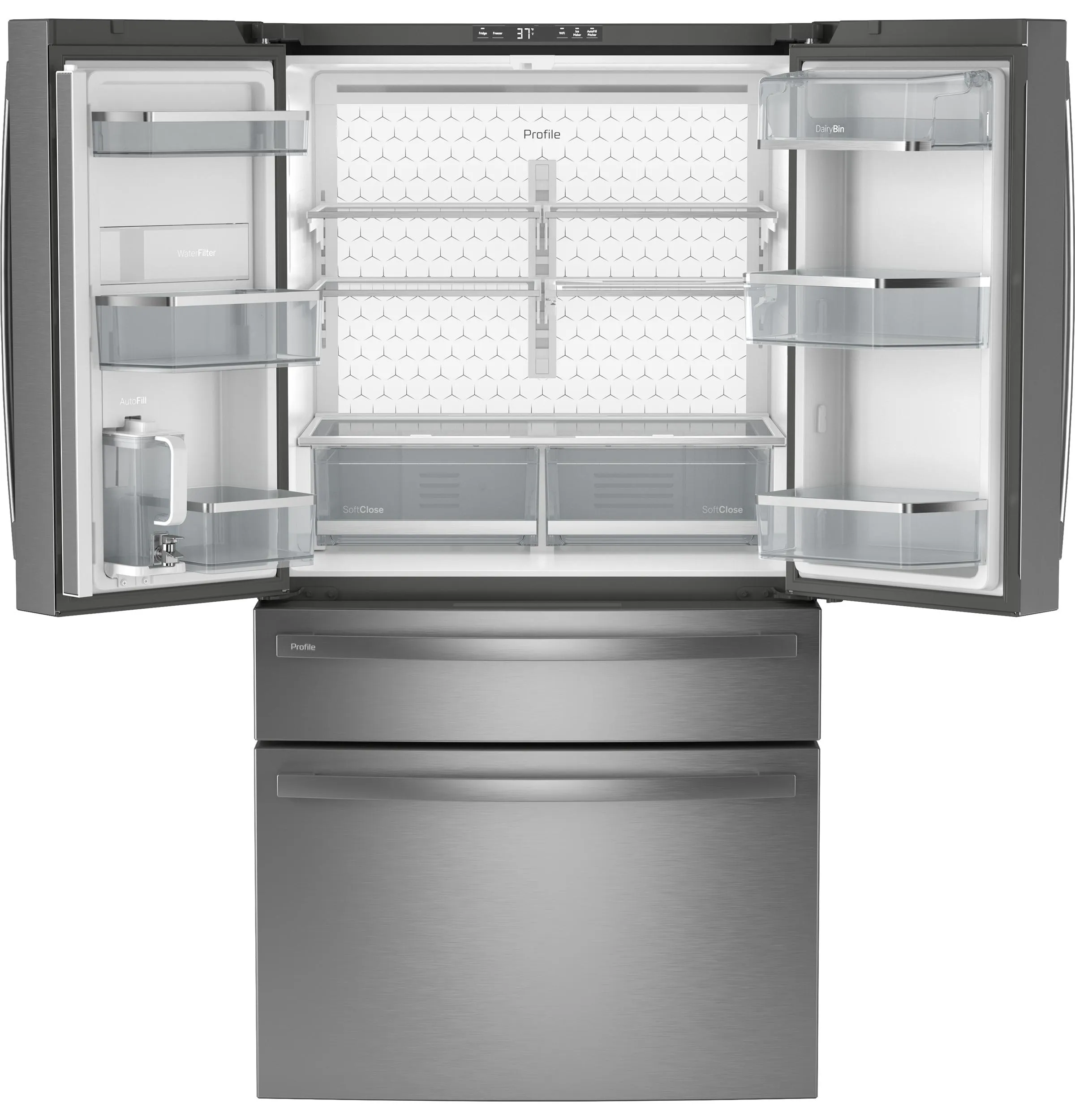 Ge Appliances PGE29BYTFS Ge Profile&#8482; Series Energy Star 28.7 Cu. Ft. Smart Fingerprint Resistant 4-Door French-Door Refrigerator With Dual-Dispense Autofill Pitcher
