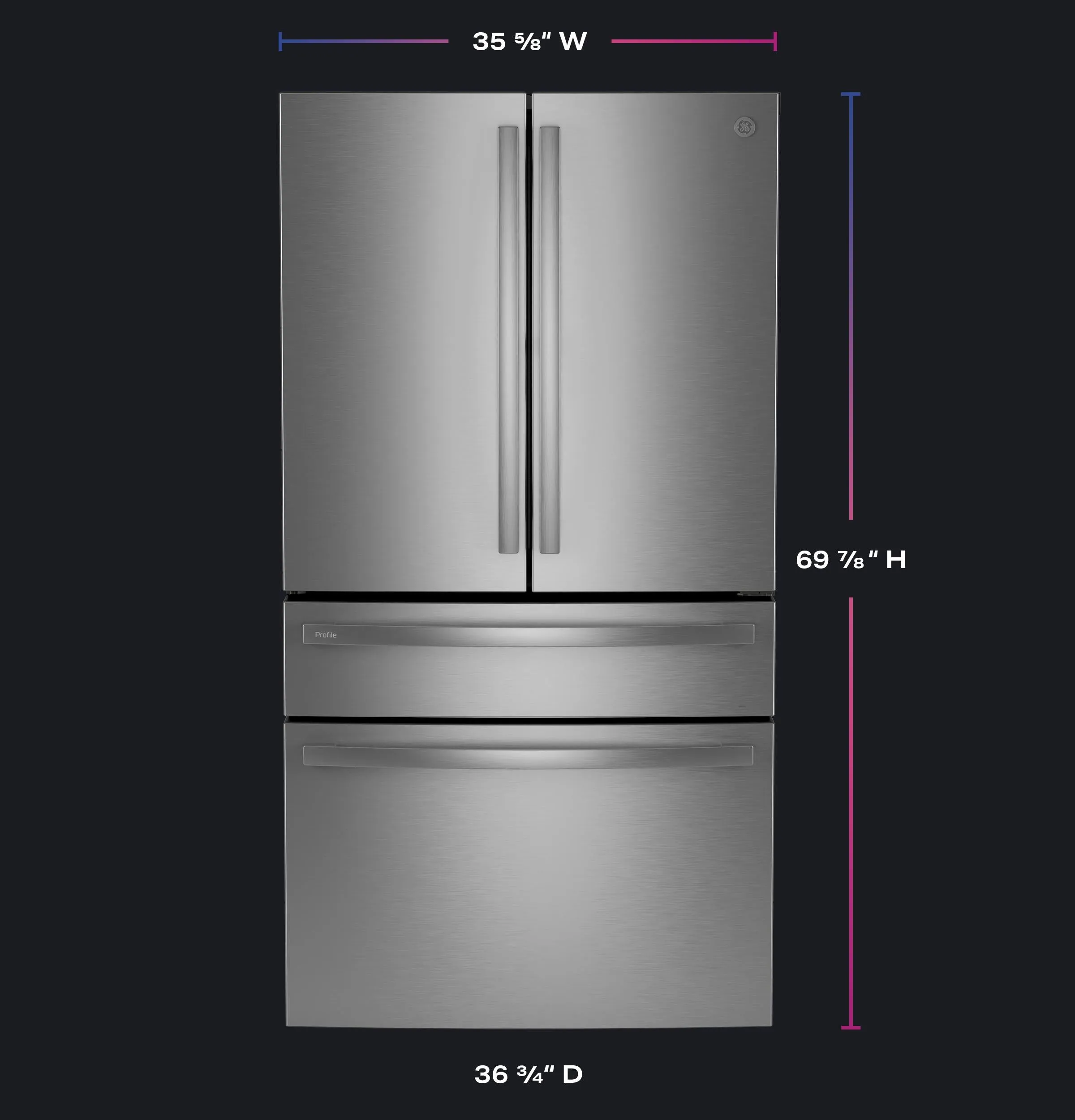 Ge Appliances PGE29BYTFS Ge Profile&#8482; Series Energy Star 28.7 Cu. Ft. Smart Fingerprint Resistant 4-Door French-Door Refrigerator With Dual-Dispense Autofill Pitcher