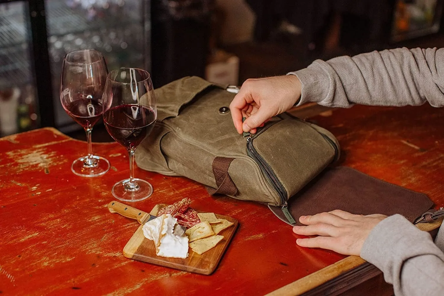 Insulated Wine & Cheese Cooler Bag 2 Bottle