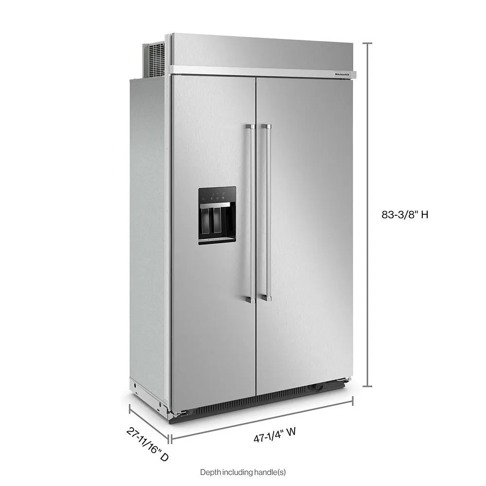 Kitchenaid KBSD708MPS 29.4 Cu. Ft. 48 Built-In Side-By-Side Refrigerator With Ice And Water Dispenser