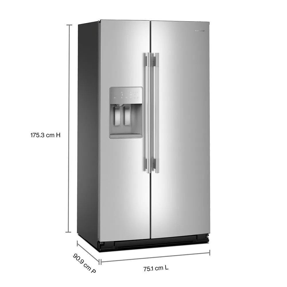Kitchenaid KRSC536RPS 20.8 Cu. Ft. Counter-Depth Side-By-Side Refrigerator With Exterior Ice And Water Dispenser In Printshield&#8482; Finish