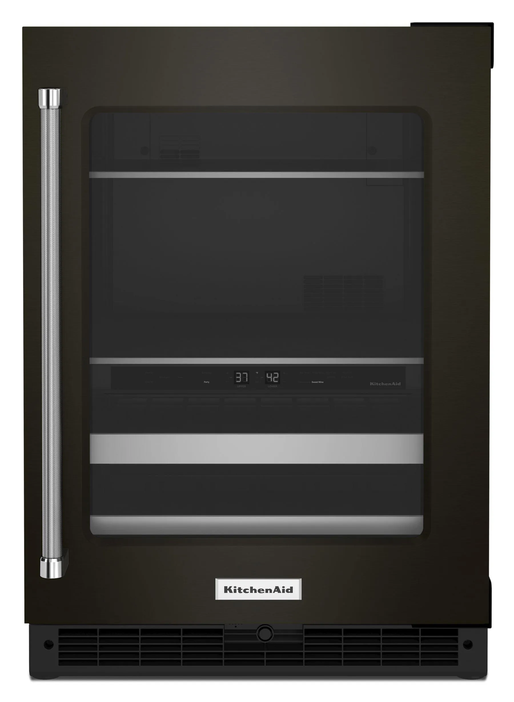 Kitchenaid KUBR314KBS 24 Beverage Center With Glass Door And Metal-Front Racks - Black Stainless
