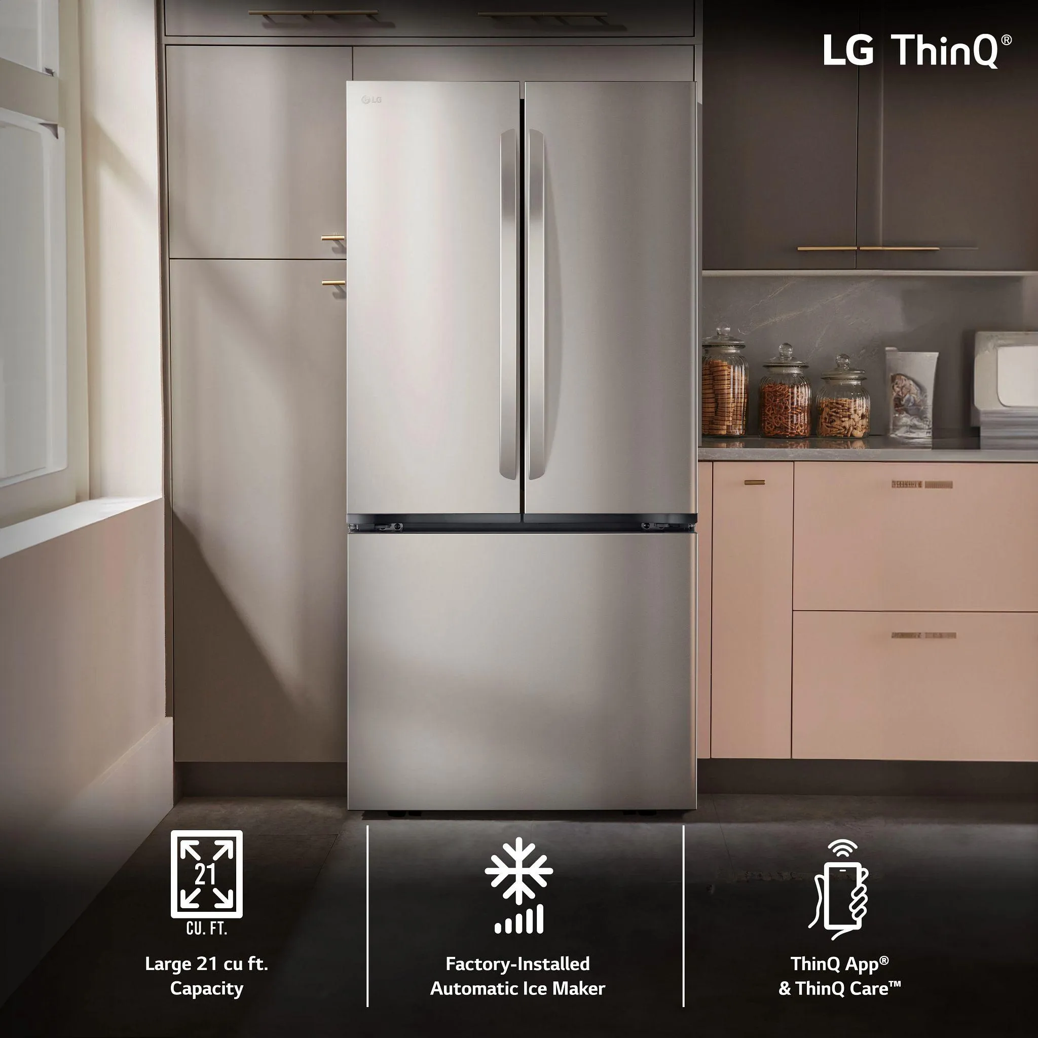 Lg LF21G6200S 21 Cu. Ft.. 3-Door French Door. Counter-Depth Max&#8482; Refrigerator