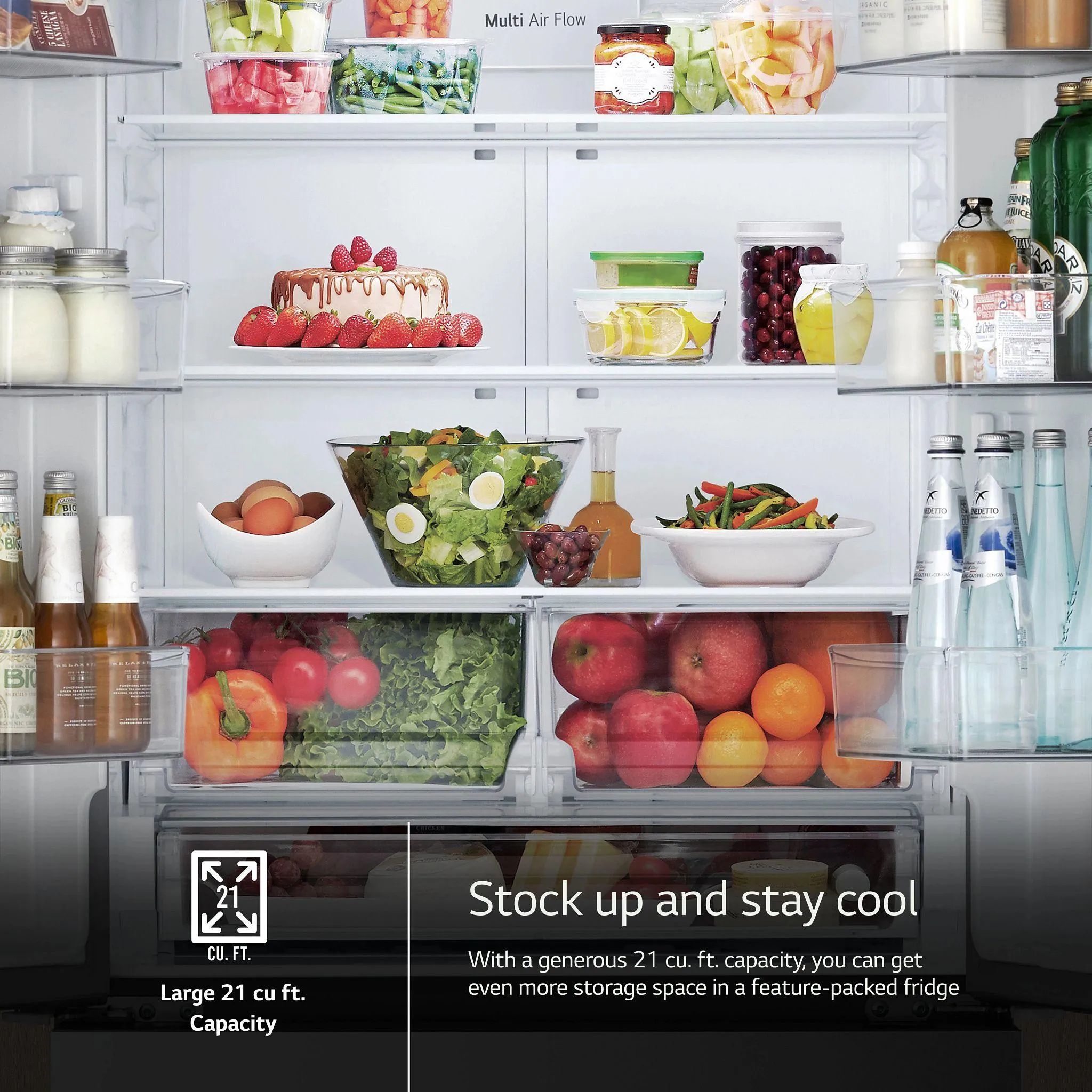 Lg LF21G6200S 21 Cu. Ft.. 3-Door French Door. Counter-Depth Max&#8482; Refrigerator