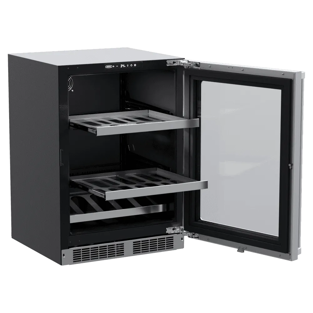 Marvel MPBV424SG31A 24-In Professional Built-In Beverage Center With Reversible Hinge With Door Style - Stainless Steel Frame Glass