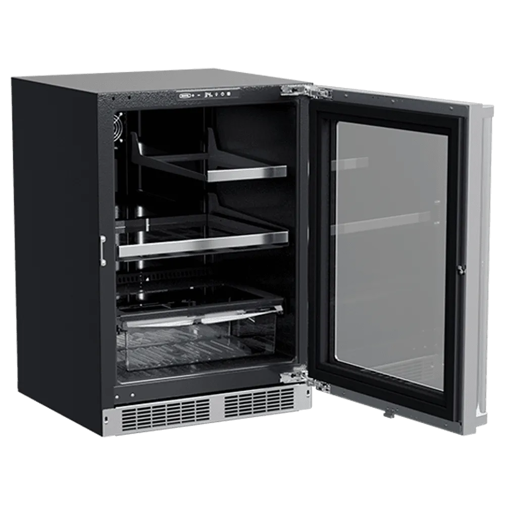 Marvel MPRE424SG31A 24-In Professional Built-In Refrigerator With 3-In-1 Convertible Shelf. Maxstore Bin And Reversible Hinge With Door Style - Stainless Steel Frame Glass