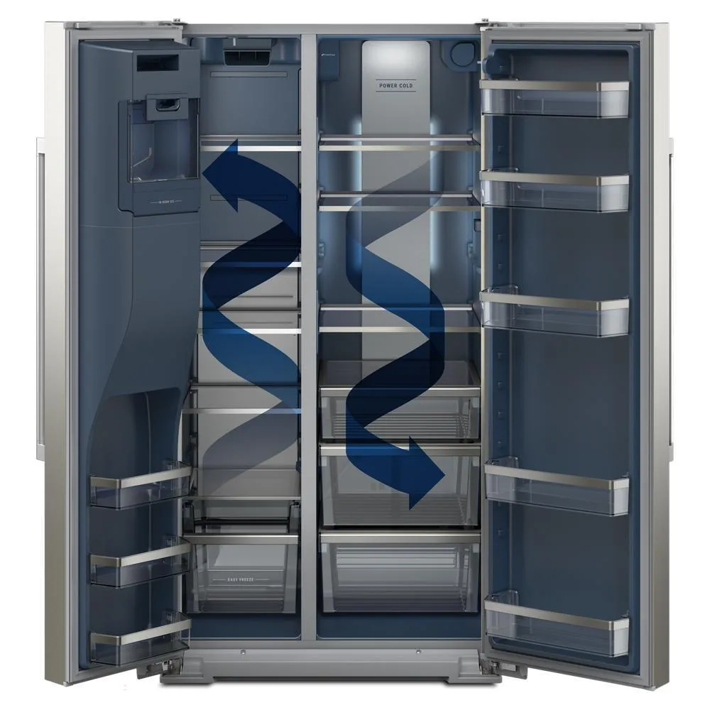 Maytag MRSF6636RZ 36-Inch Wide Full-Depth Side-By-Side Refrigerator With Arctic Blue Interior - 28.3 Cu. Ft.