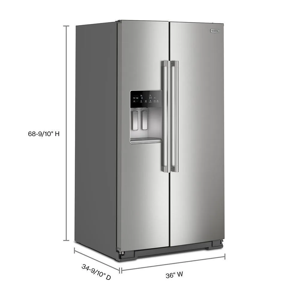 Maytag MRSF6636RZ 36-Inch Wide Full-Depth Side-By-Side Refrigerator With Arctic Blue Interior - 28.3 Cu. Ft.