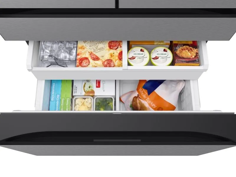 Samsung RF70F23DER Bespoke 23 Cu. Ft. Counter Depth 4-Door French Door Refrigerator With Inner Beverage Center&#8482; & Flexzone&#8482; Drawer In Stainless Steel
