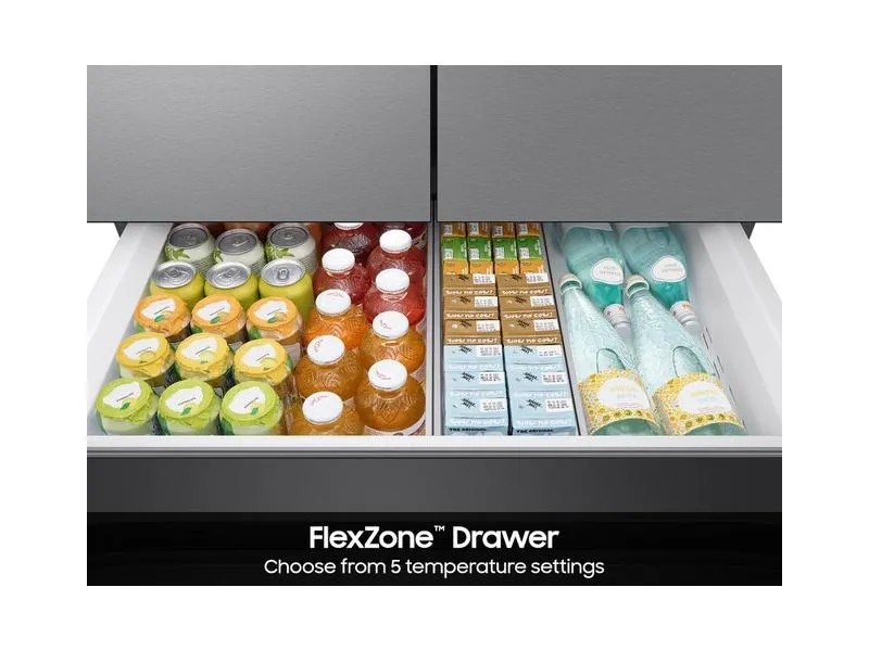 Samsung RF70F23DER Bespoke 23 Cu. Ft. Counter Depth 4-Door French Door Refrigerator With Inner Beverage Center&#8482; & Flexzone&#8482; Drawer In Stainless Steel