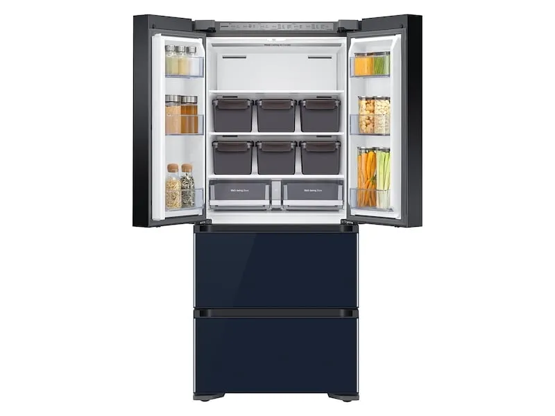 Samsung RQ48T94B277 17.3 Cu. Ft. Smart Kimchi & Specialty 4-Door French Door Refrigerator In White-Navy Glass