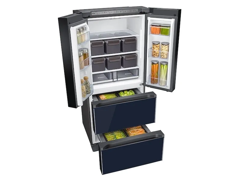 Samsung RQ48T94B277 17.3 Cu. Ft. Smart Kimchi & Specialty 4-Door French Door Refrigerator In White-Navy Glass