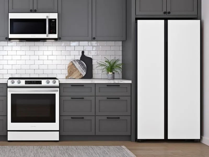 Samsung RS23CB760012 Bespoke Counter Depth Side-By-Side 23 Cu. Ft. Refrigerator With Beverage Center&#8482; In White Glass
