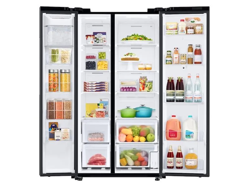 Samsung RS28A5F61SG 27.3 Cu. Ft. Smart Side-By-Side Refrigerator With Family Hub&#8482; In Black Stainless Steel